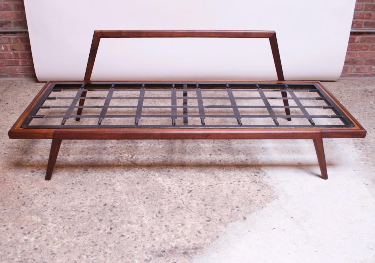 Midcentury Walnut and Leather Daybed / Settee by Mel Smilow 6