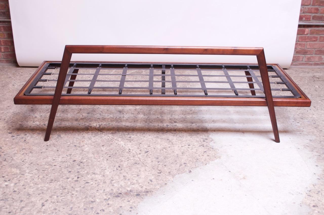Midcentury Walnut and Leather Daybed / Settee by Mel Smilow 7