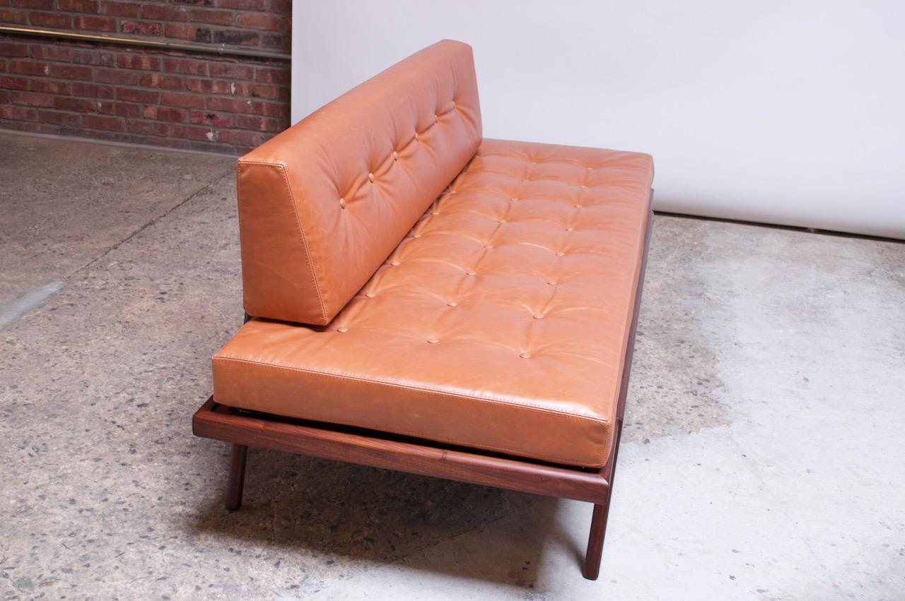 Mid-20th Century Midcentury Walnut and Leather Daybed / Settee by Mel Smilow