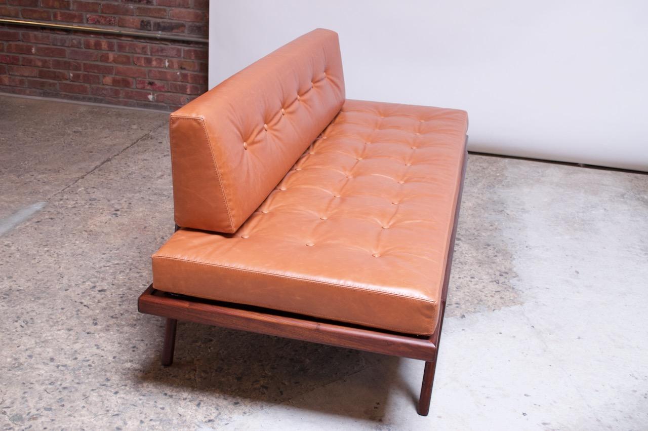 American Midcentury Walnut and Leather Daybed / Settee by Mel Smilow