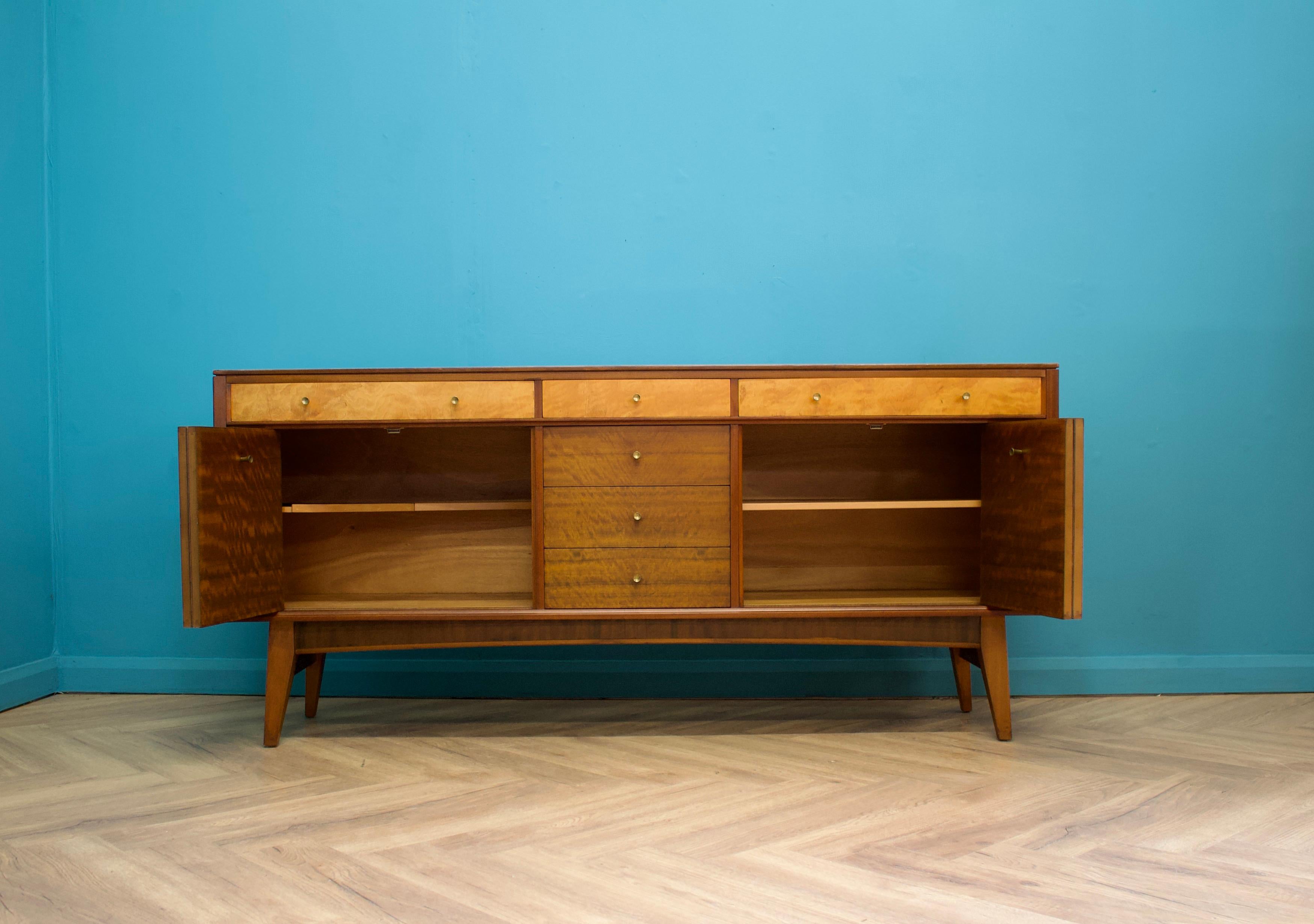 Veneer Mid Century Walnut and Maple Sideboard, 1960s