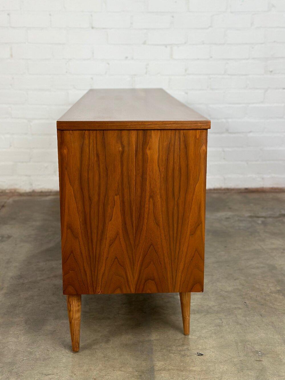 Wood Midcentury Walnut and Oak Dresser by Bassett Furniture