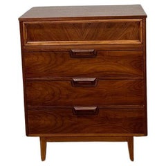 Vintage Midcentury Walnut and Oak Wood Highboy Dresser