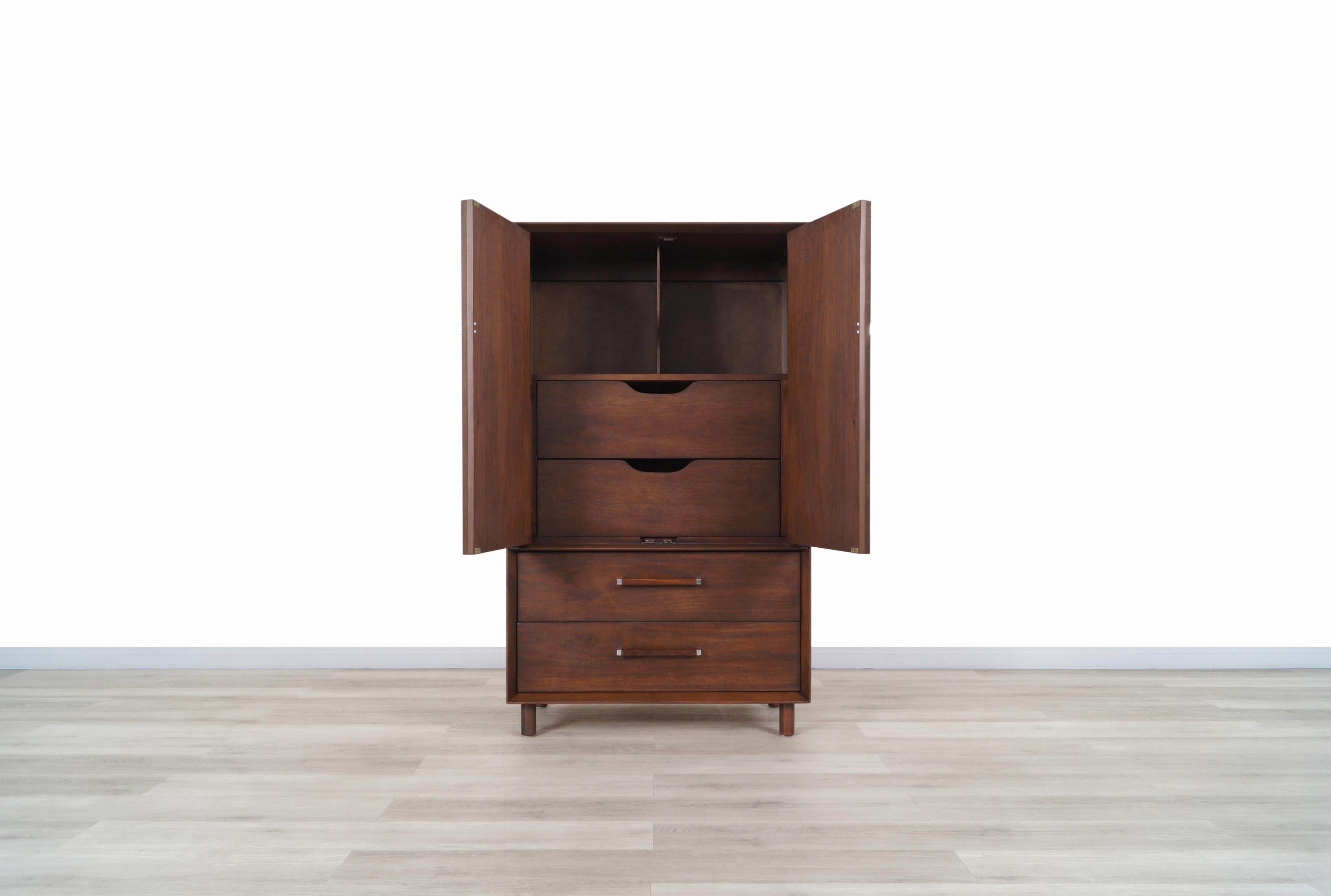 Mid Century Walnut and Rosewood Armoire by Lane 3