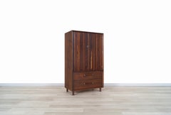 Mid Century Walnut and Rosewood Armoire by Lane