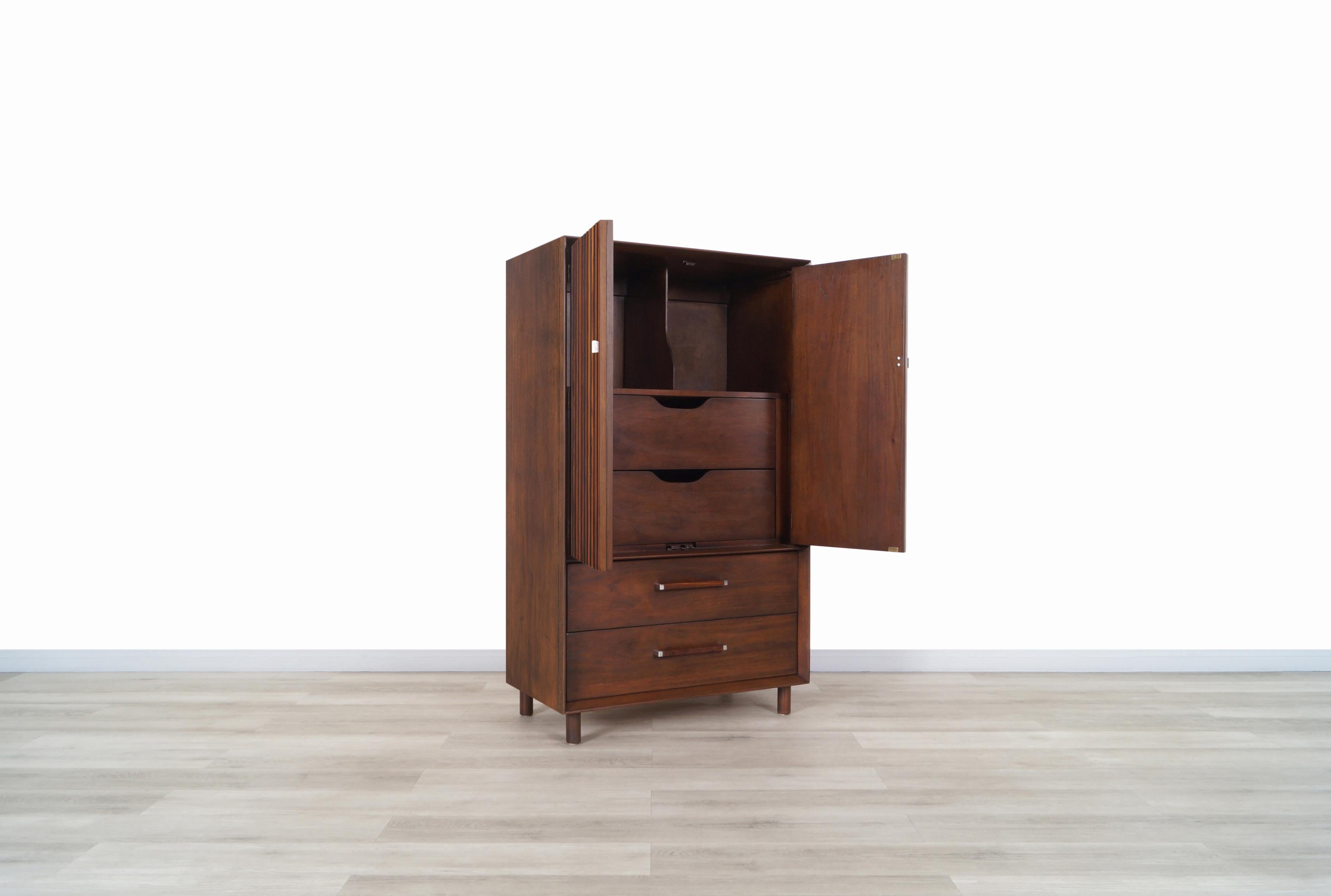 Mid-Century Modern Mid Century Walnut and Rosewood Armoire by Lane