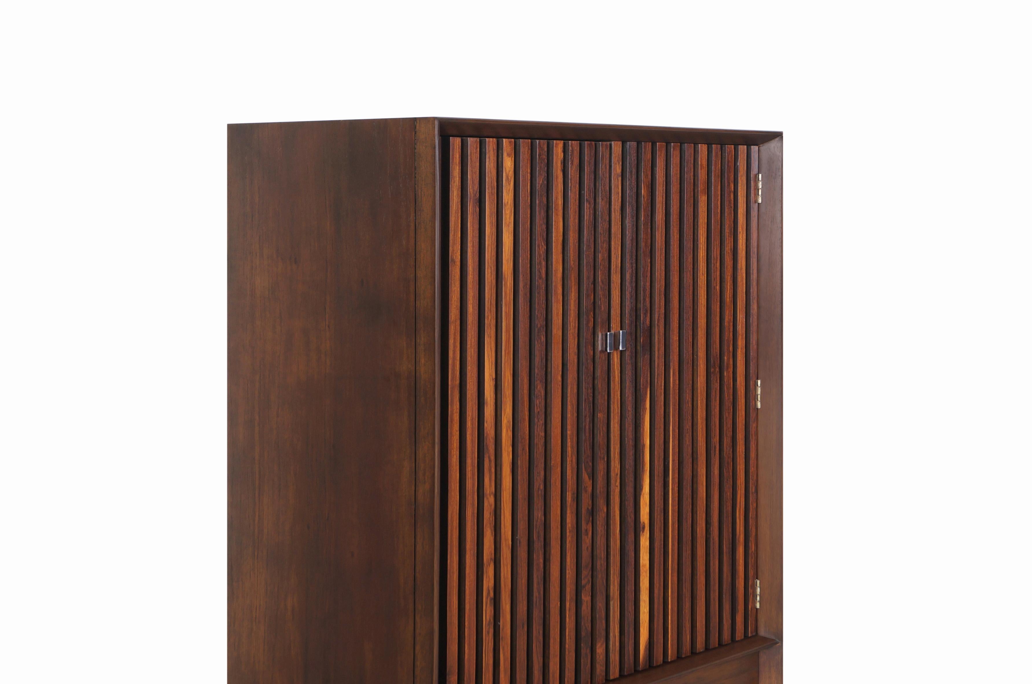 Mid Century Walnut and Rosewood Armoire by Lane 1