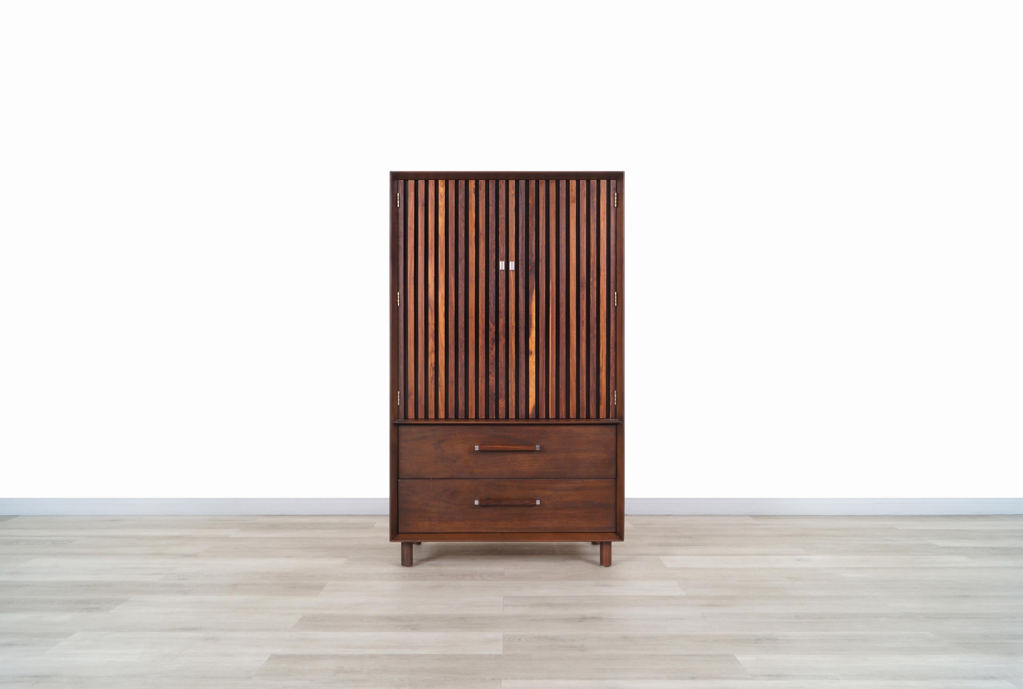 Mid Century Walnut and Rosewood Armoire by Lane 2
