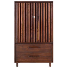 Mid Century Walnut and Rosewood Armoire by Lane