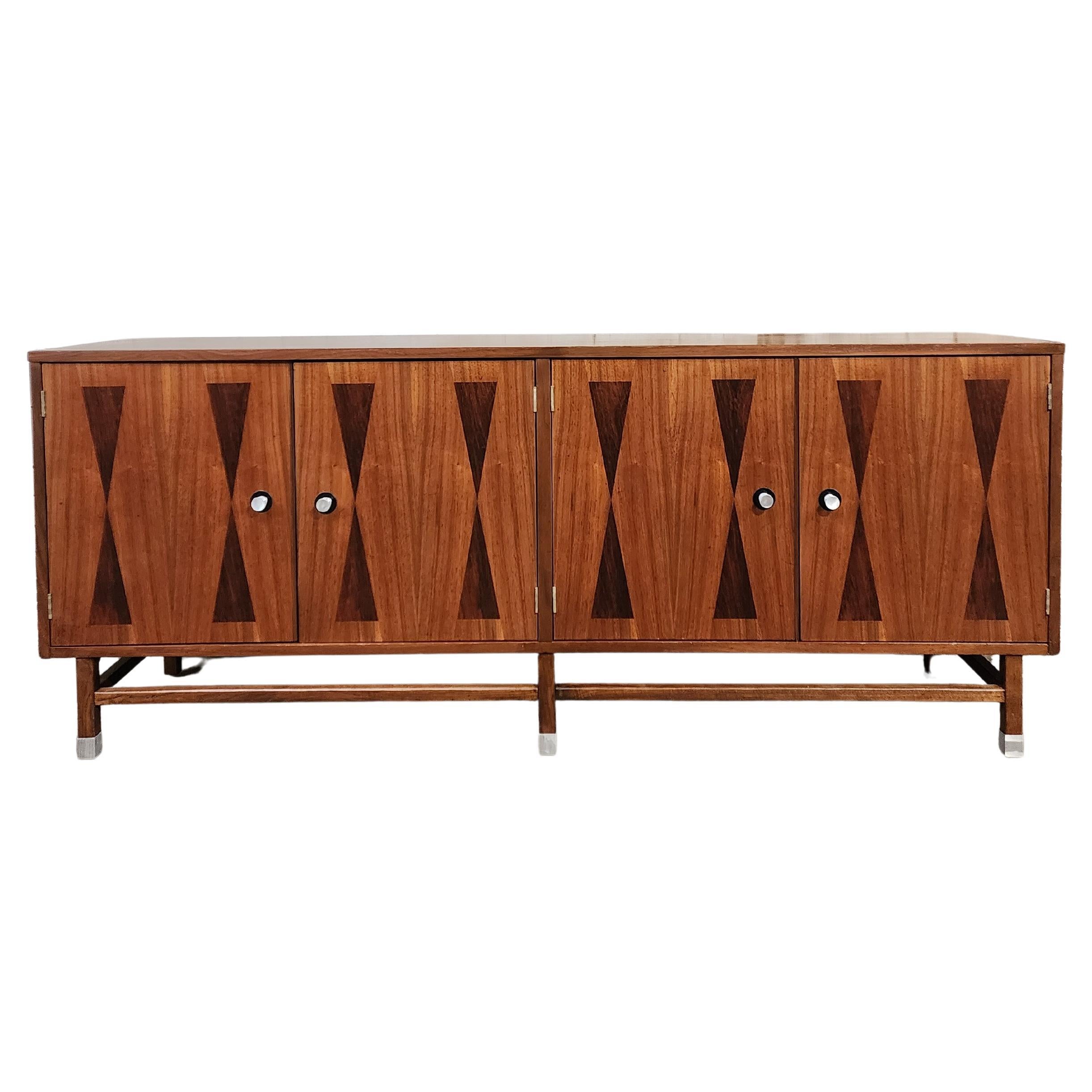 Mid-Century Walnut and Rosewood Credenza by Stanley Furniture