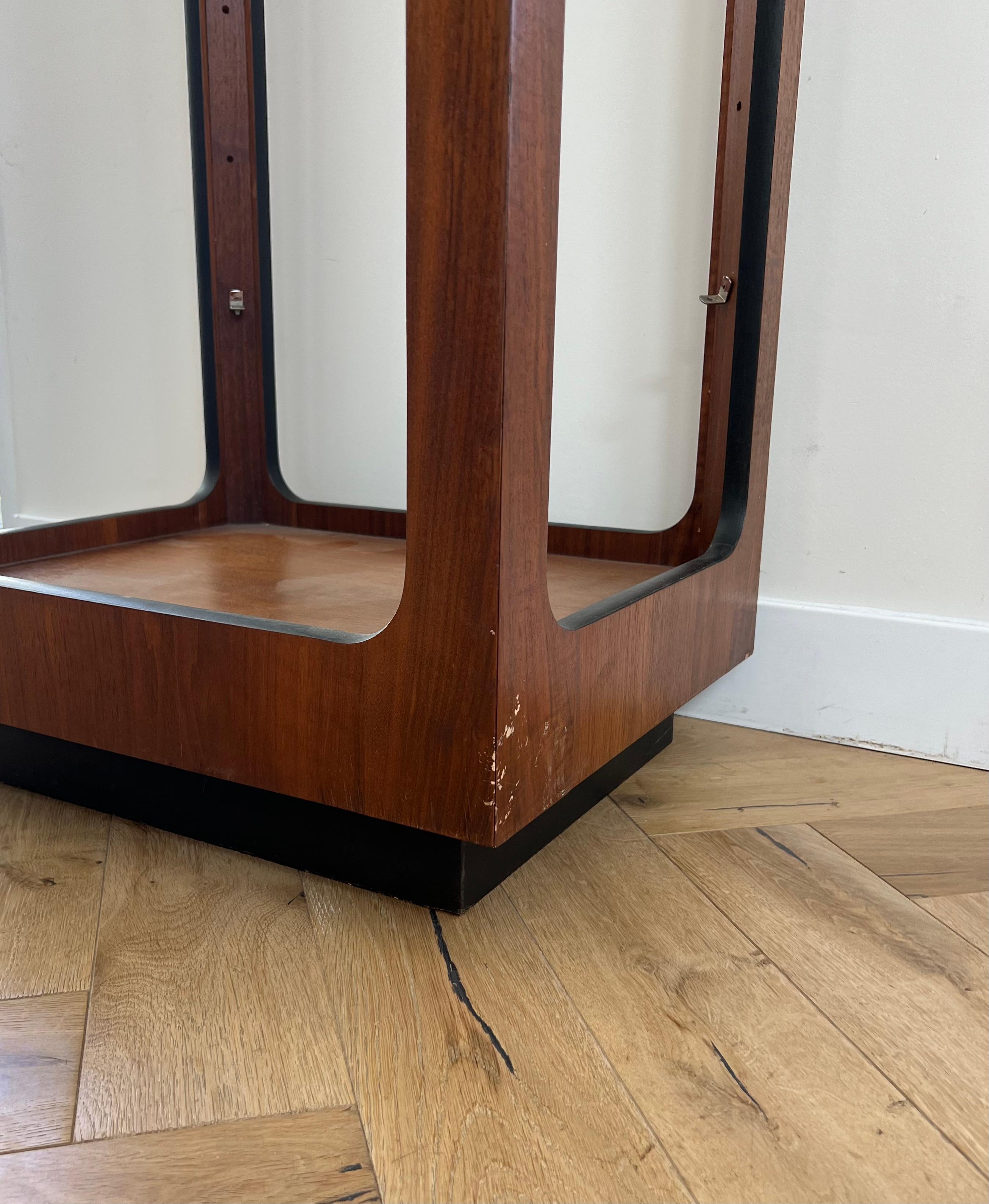 Mid Century Walnut and Smoked Glass Étagère by Lane, 1970s 10