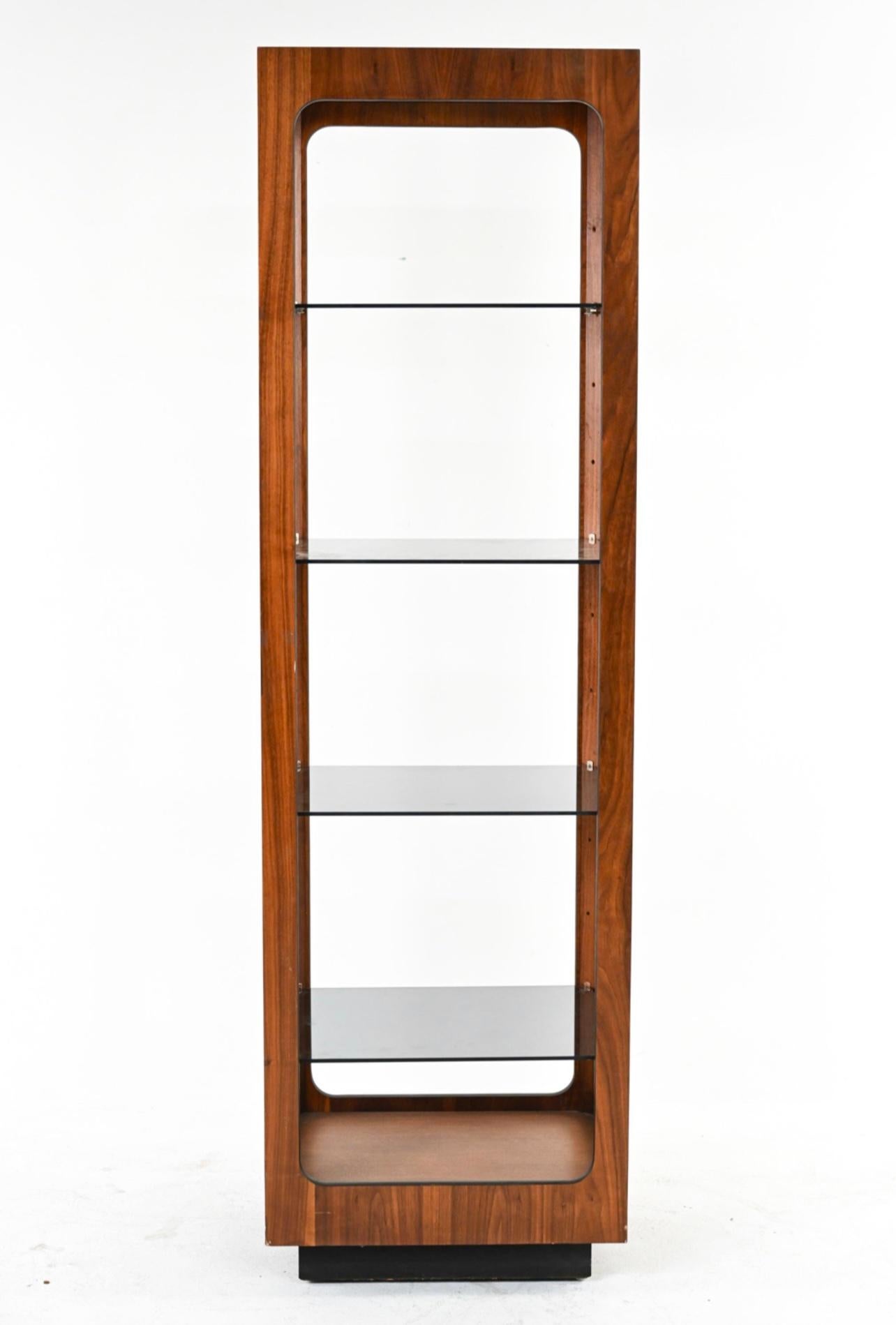 Mid Century Walnut and Smoked Glass Étagère by Lane, 1970s 14