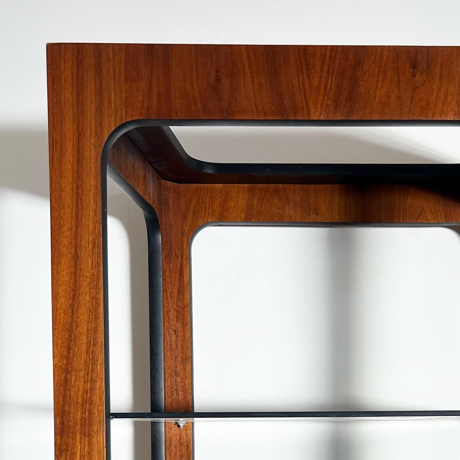 Mid Century Walnut and Smoked Glass Étagère by Lane, 1970s 1