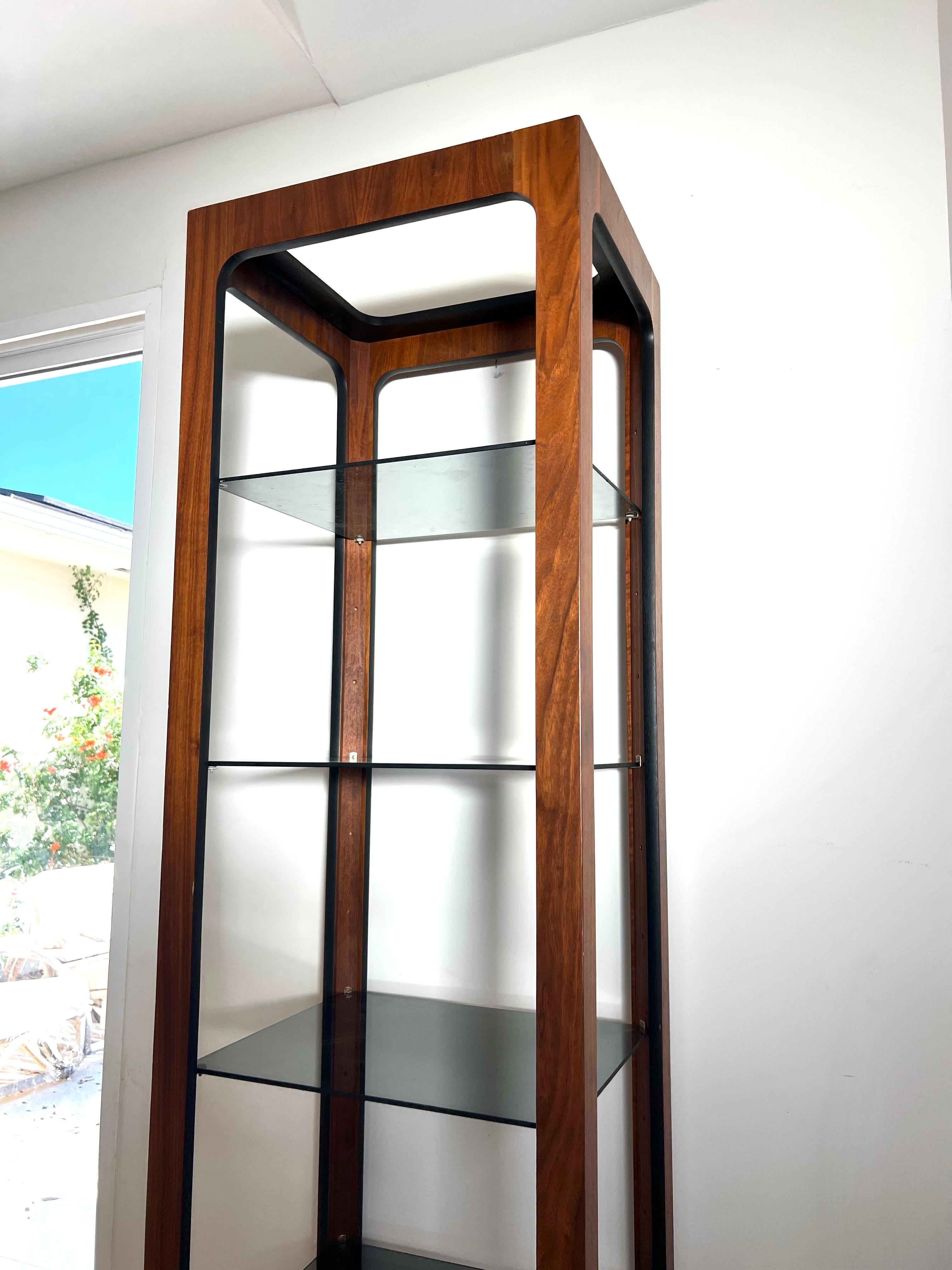 Mid Century Walnut and Smoked Glass Étagère by Lane, 1970s 3