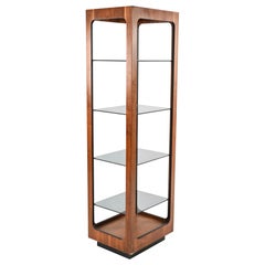 Mid Century Walnut and Smoked Glass Étagère by Lane, 1970s