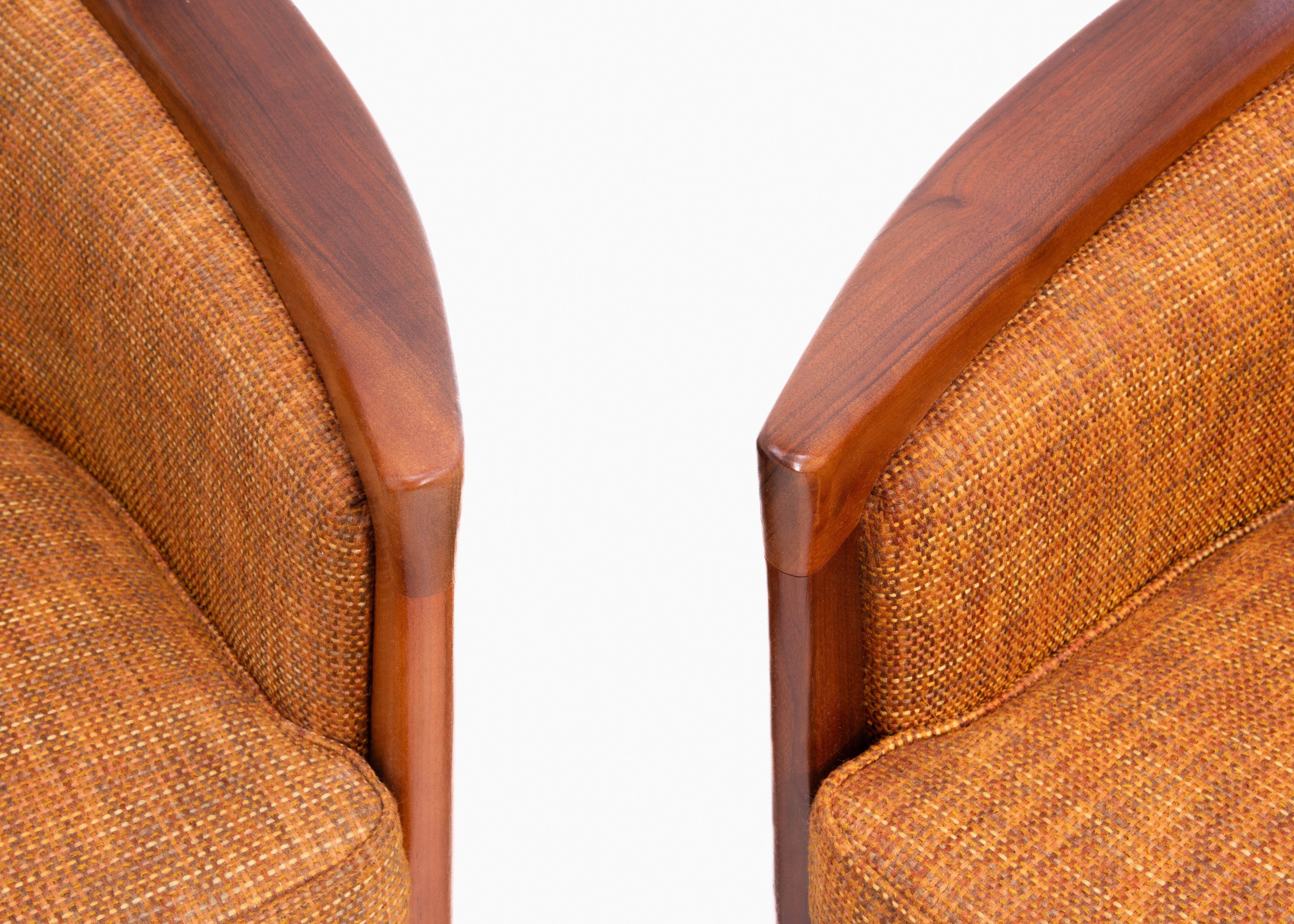 Mid Century Walnut Aristokrat Lounge Chair Bertil Fridhagen Sweden 1960s a Pair 5