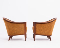 Mid Century Walnut Aristokrat Lounge Chair Bertil Fridhagen Sweden 1960s a Pair