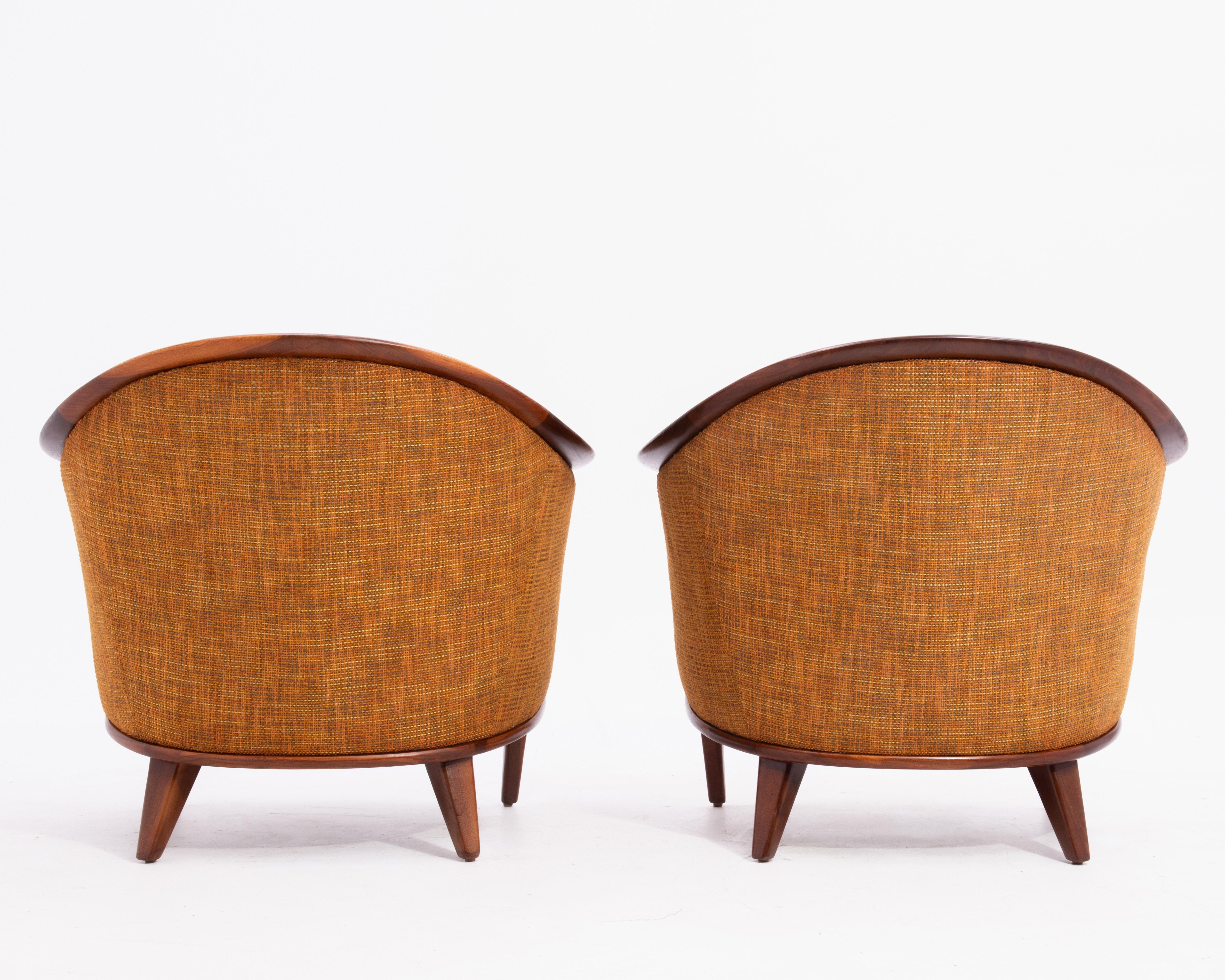 Swedish Mid Century Walnut Aristokrat Lounge Chair Bertil Fridhagen Sweden 1960s a Pair For Sale