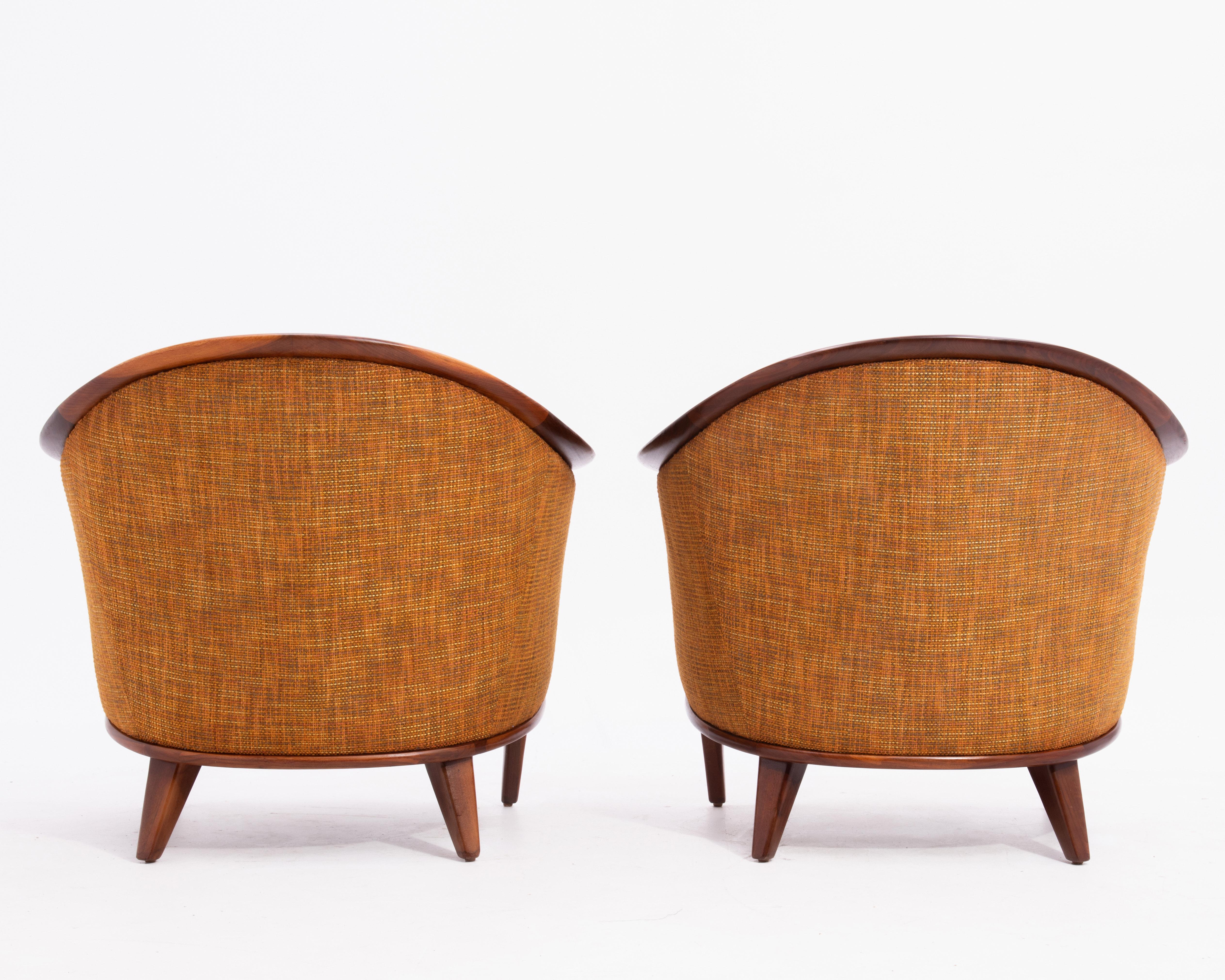 Swedish Mid Century Walnut Aristokrat Lounge Chair Bertil Fridhagen Sweden 1960s a Pair