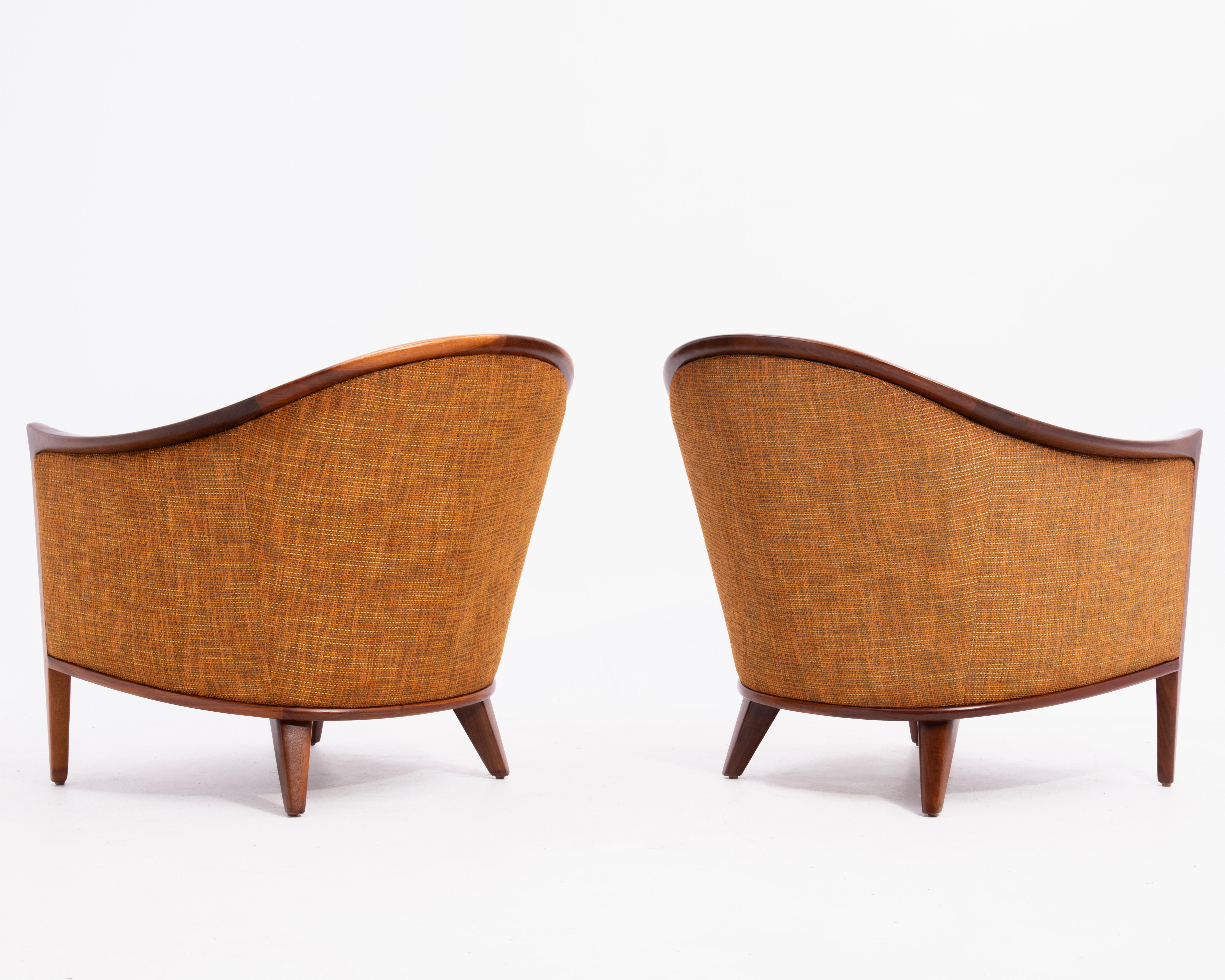 Mid Century Walnut Aristokrat Lounge Chair Bertil Fridhagen Sweden 1960s a Pair In Good Condition In Forest Grove, PA