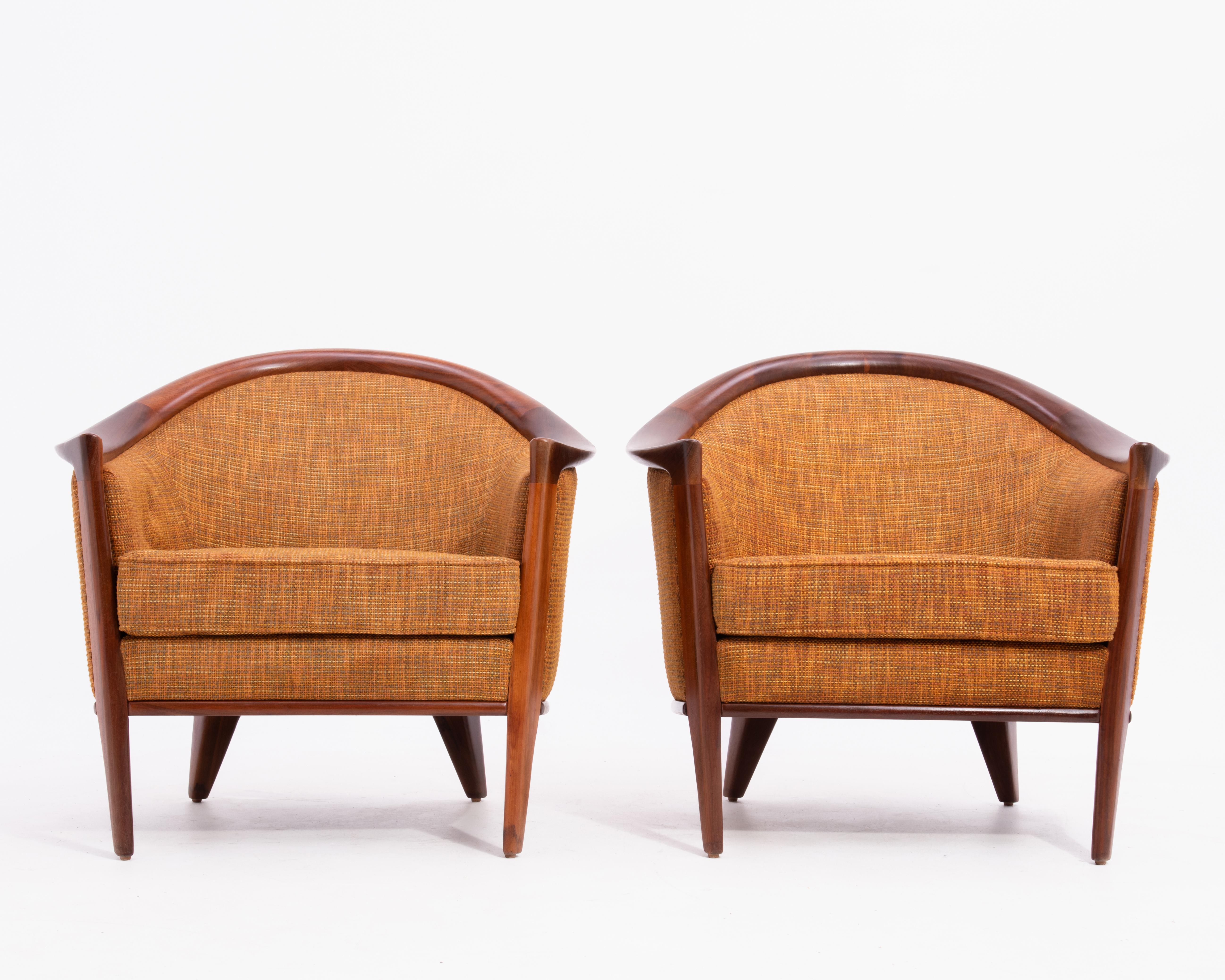 Mid Century Walnut Aristokrat Lounge Chair Bertil Fridhagen Sweden 1960s a Pair 1
