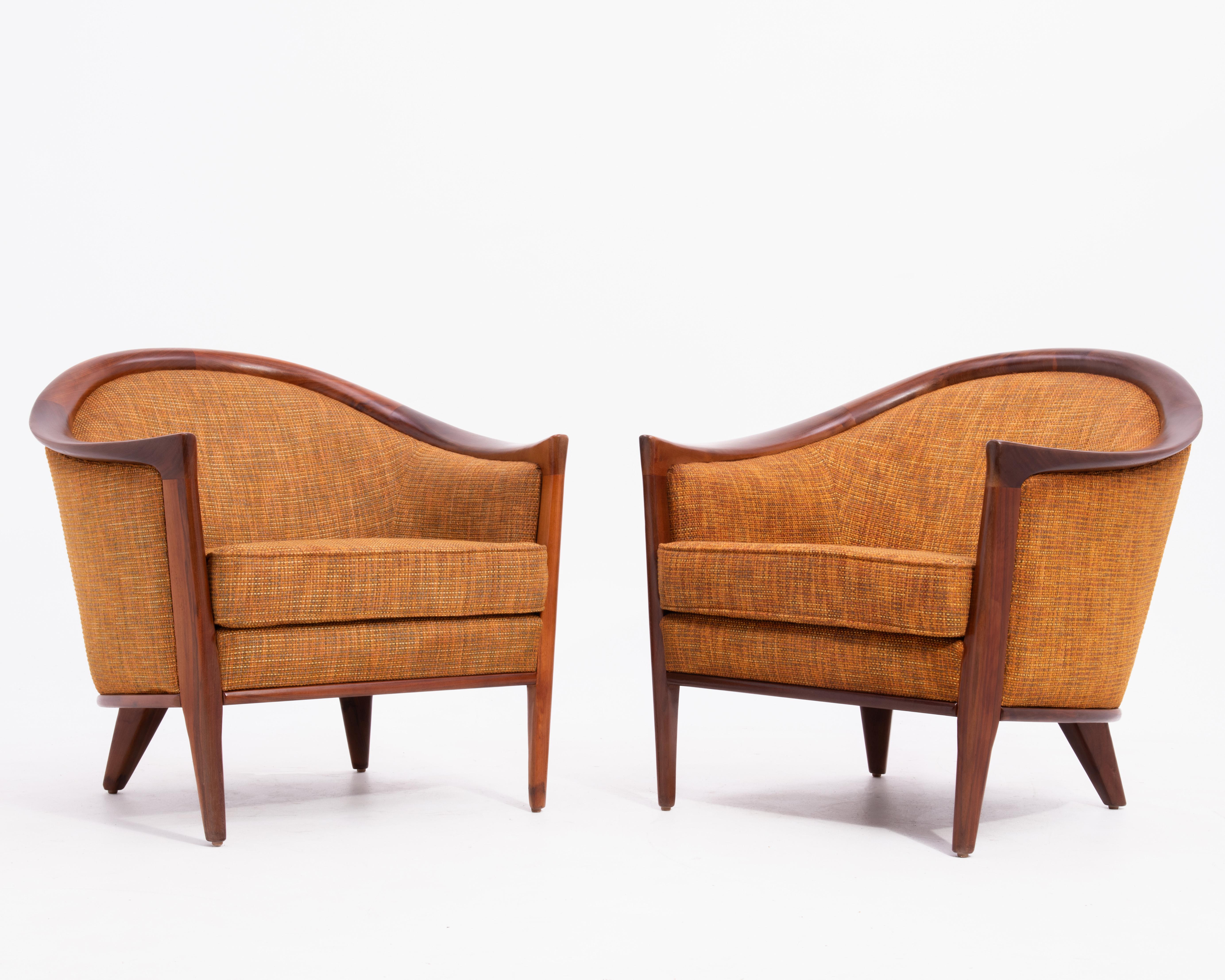 Mid Century Walnut Aristokrat Lounge Chair Bertil Fridhagen Sweden 1960s a Pair 2
