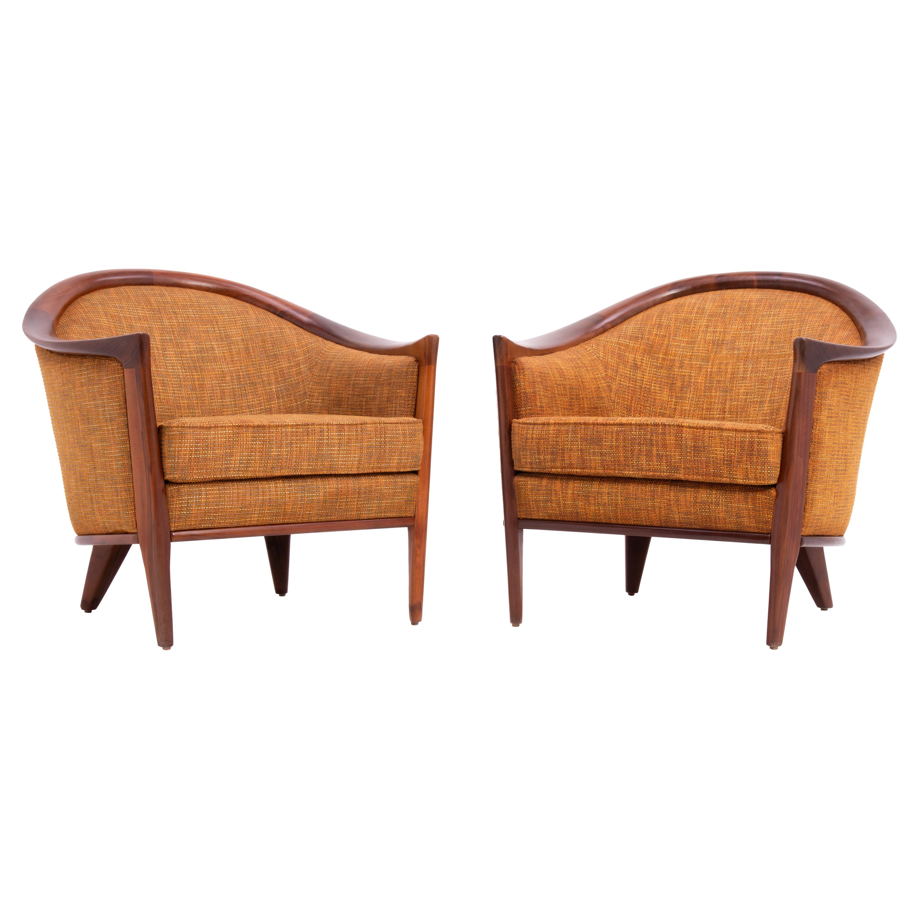 Mid Century Walnut Aristokrat Lounge Chair Bertil Fridhagen Sweden 1960s a Pair