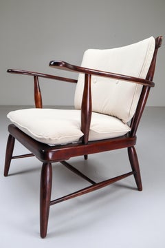 Sessel aus Nussbaumholz aus der Mitte des Jahrhunderts, entworfen von Anna-Lülja Praun in Österreich, 1950er Jahre