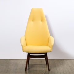 Mid Century Walnut Back Chair in Yellow Loro Piana Cashmere by Adrian Pearsall