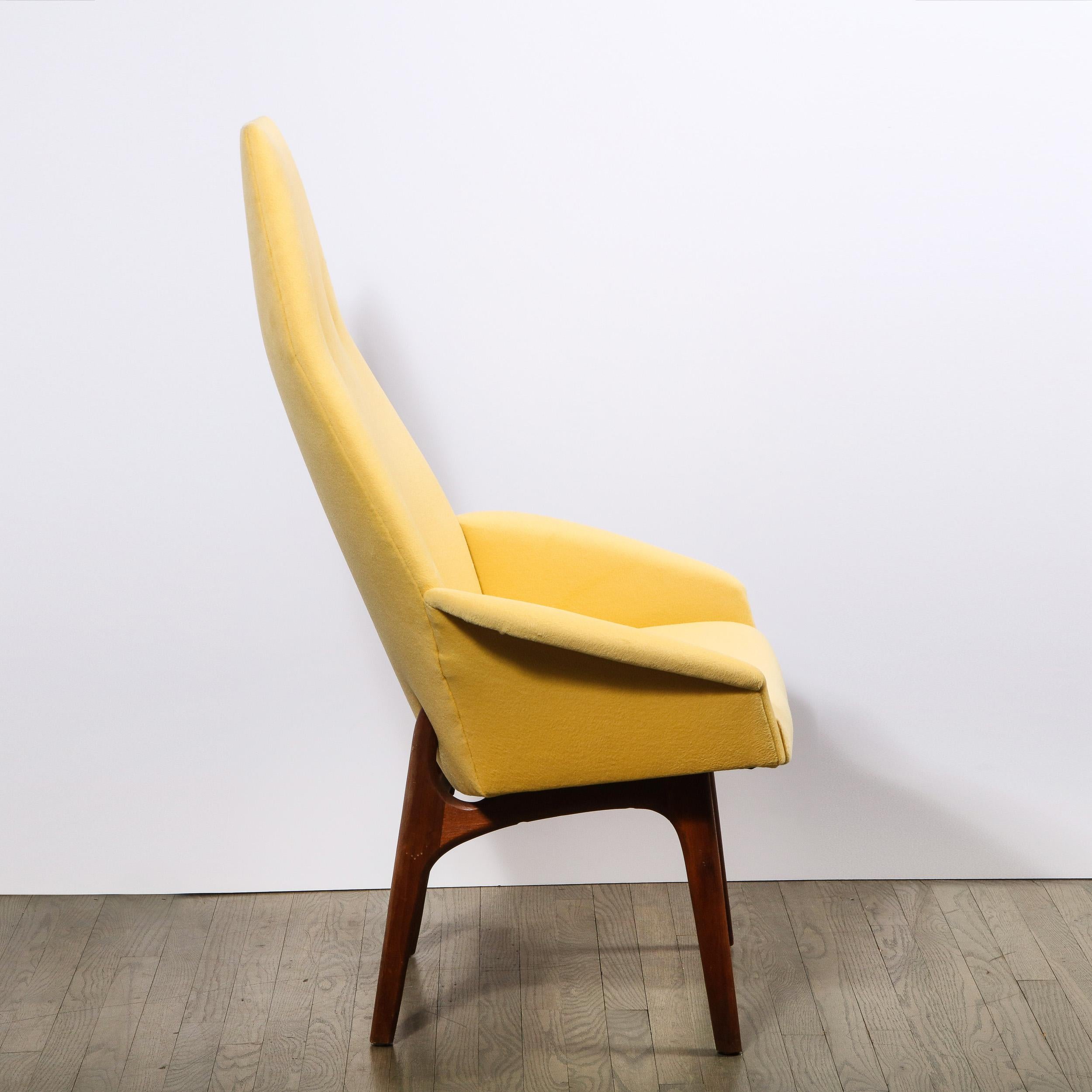 Mid-Century Modern Mid Century Walnut Back Chair in Yellow Loro Piana Cashmere by Adrian Pearsall For Sale