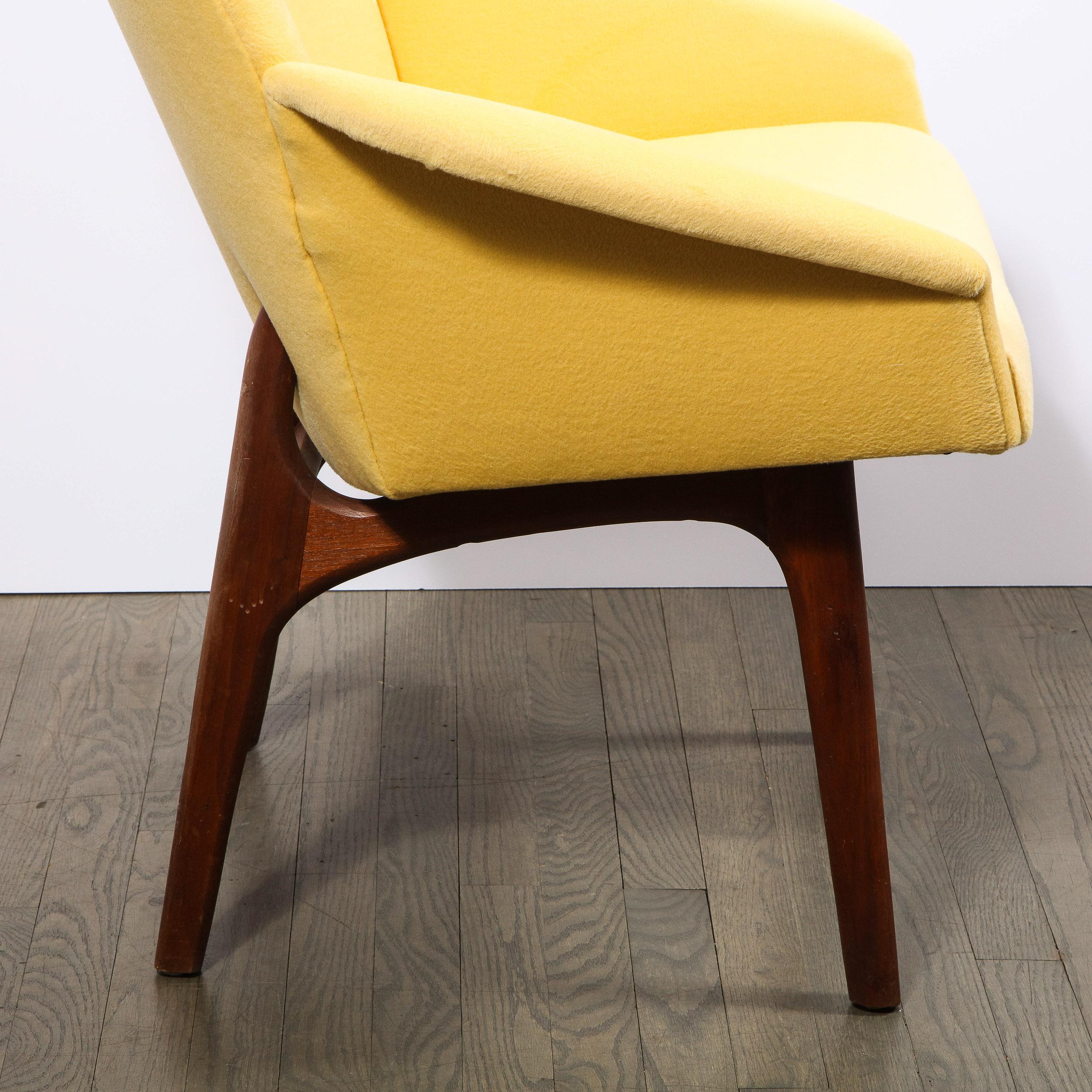 American Mid Century Walnut Back Chair in Yellow Loro Piana Cashmere by Adrian Pearsall For Sale