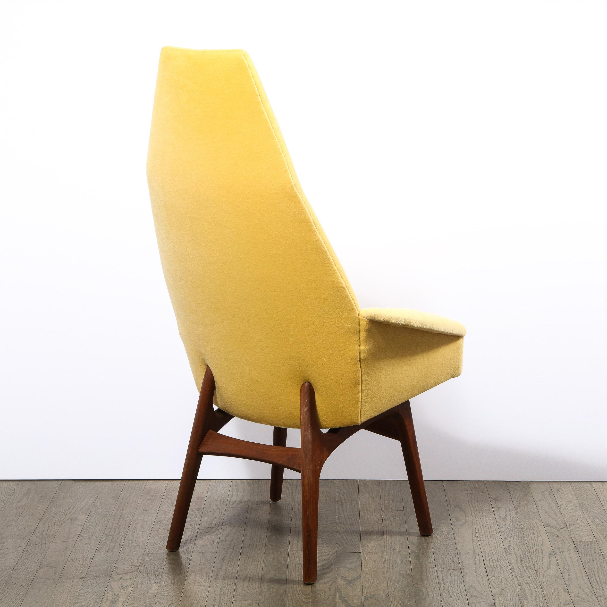 Mid Century Walnut Back Chair in Yellow Loro Piana Cashmere by Adrian Pearsall In Excellent Condition For Sale In New York, NY