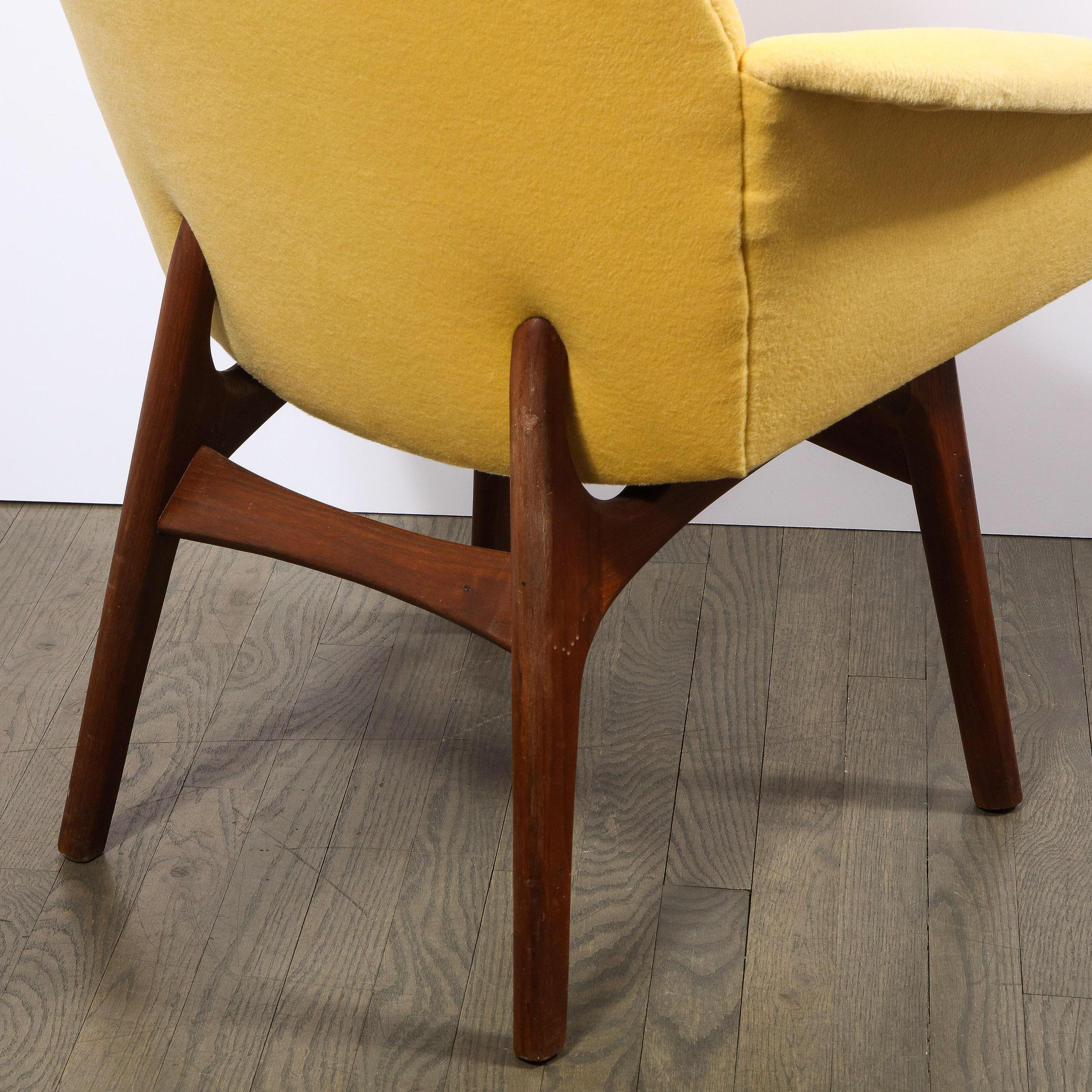 Late 20th Century Mid Century Walnut Back Chair in Yellow Loro Piana Cashmere by Adrian Pearsall For Sale