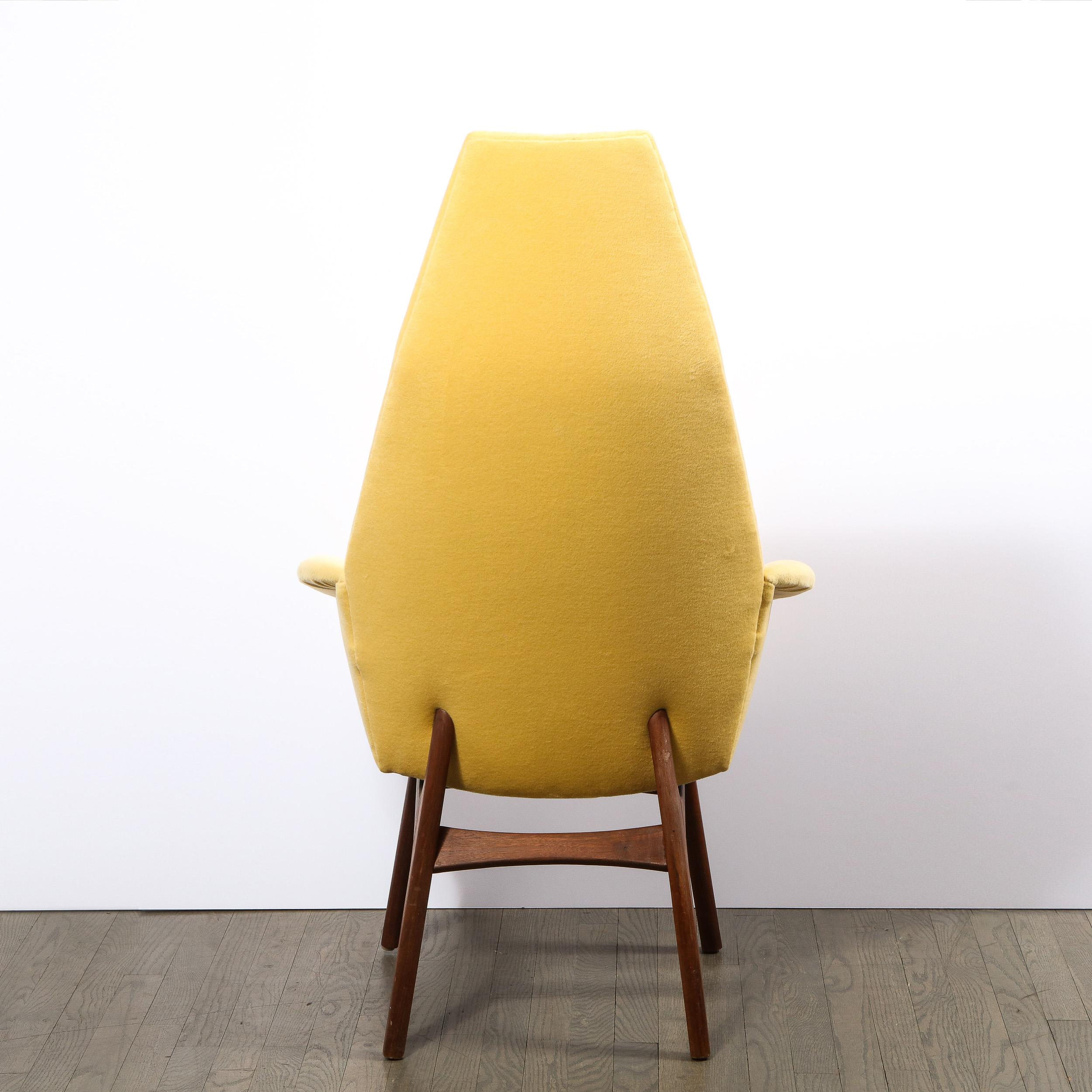 Upholstery Mid Century Walnut Back Chair in Yellow Loro Piana Cashmere by Adrian Pearsall For Sale