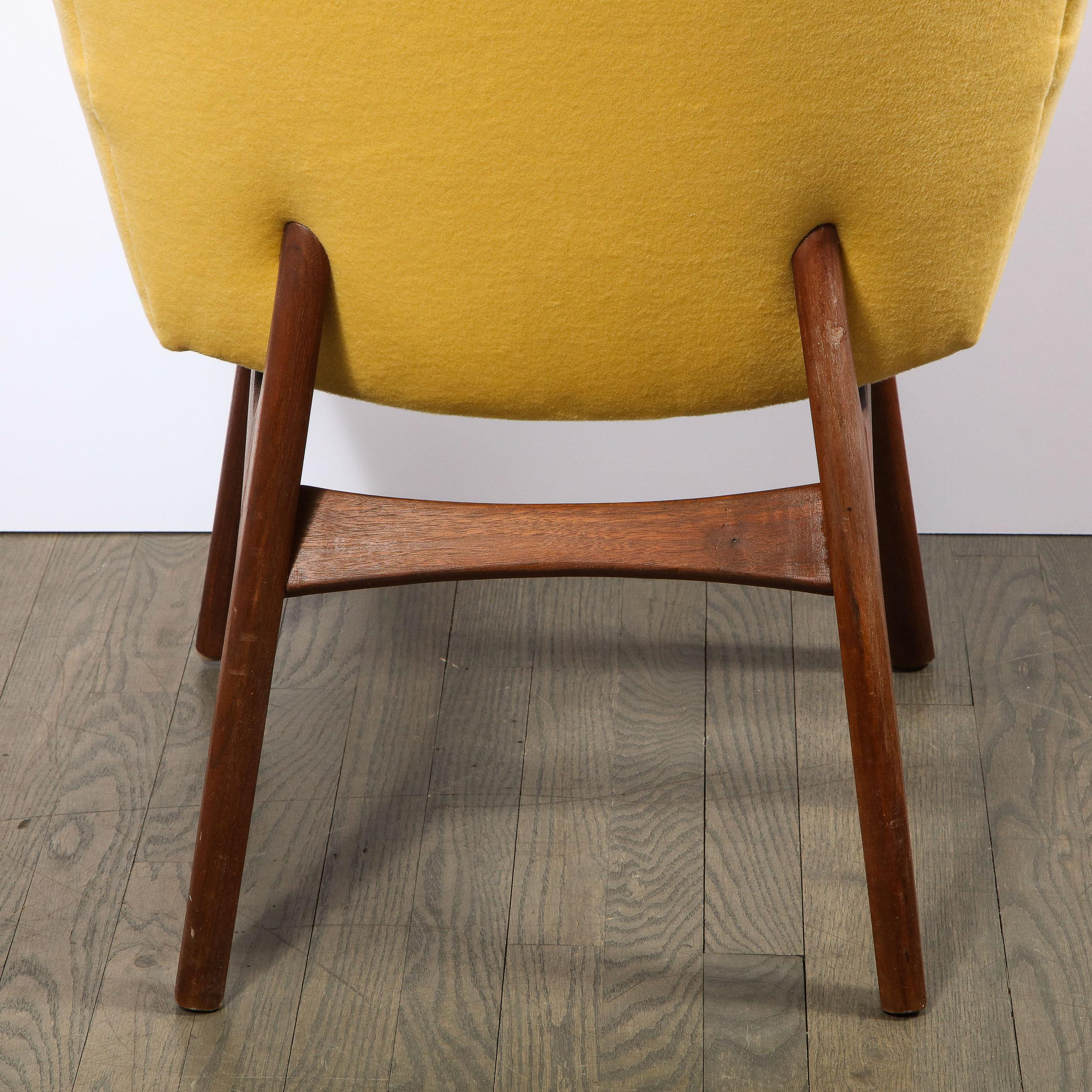 Mid Century Walnut Back Chair in Yellow Loro Piana Cashmere by Adrian Pearsall For Sale 1