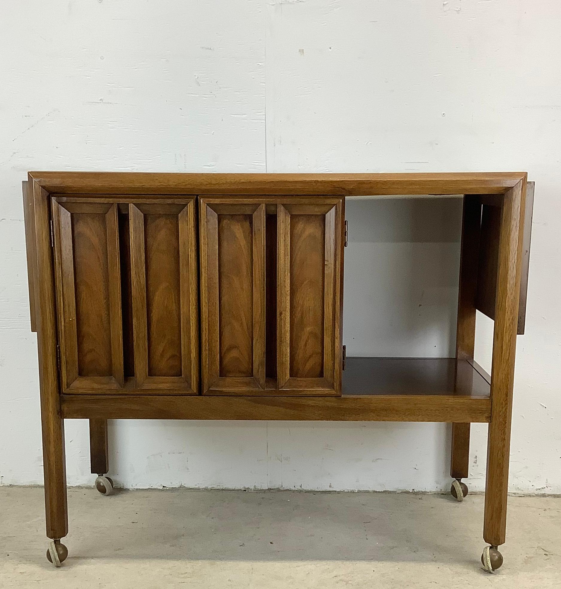 Mid-Century Walnut Bar Cart With Leaves For Sale 8
