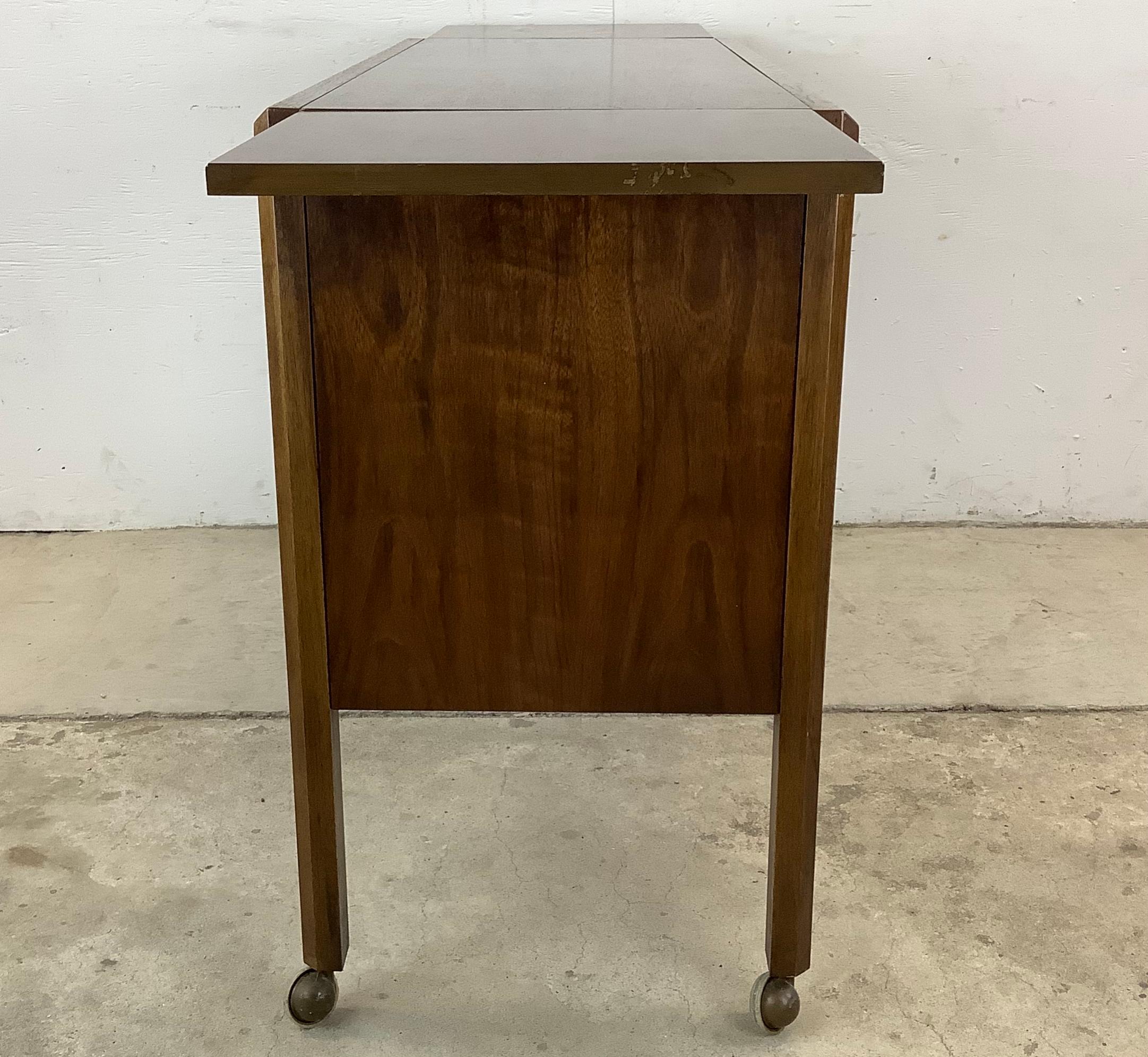 Other Mid-Century Walnut Bar Cart With Leaves For Sale