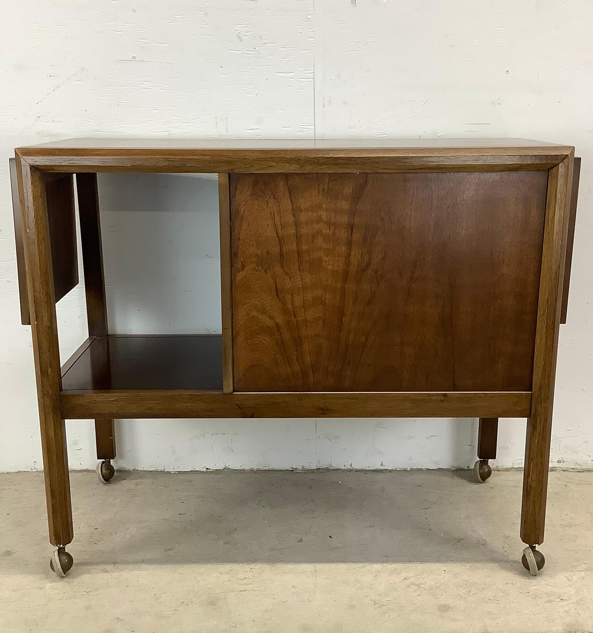 20th Century Mid-Century Walnut Bar Cart With Leaves For Sale
