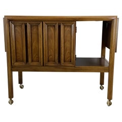 Mid-Century Walnut Bar Cart With Leaves