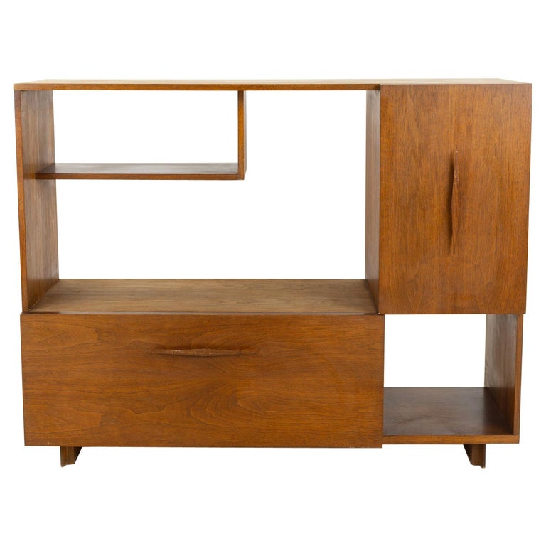 Mid Century Walnut Bar Media Display Shelving at 1stDibs media shelving