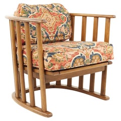 Mid-Century Walnut Barrel Lounge Chair