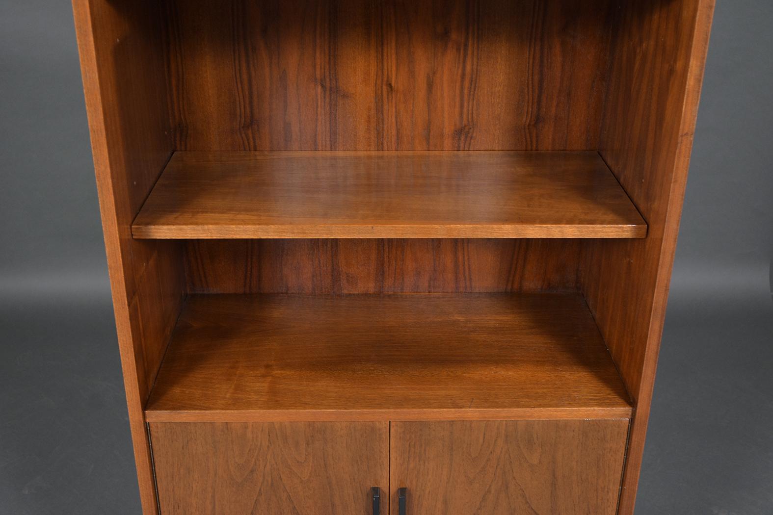 Carved Mid-Century Walnut Open Bookcase