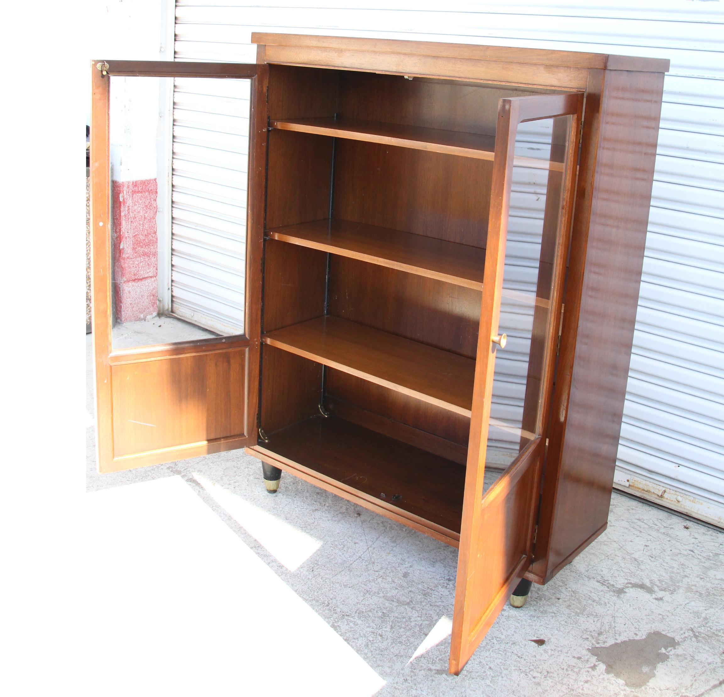 North American Midcentury Walnut Bookcase For Sale