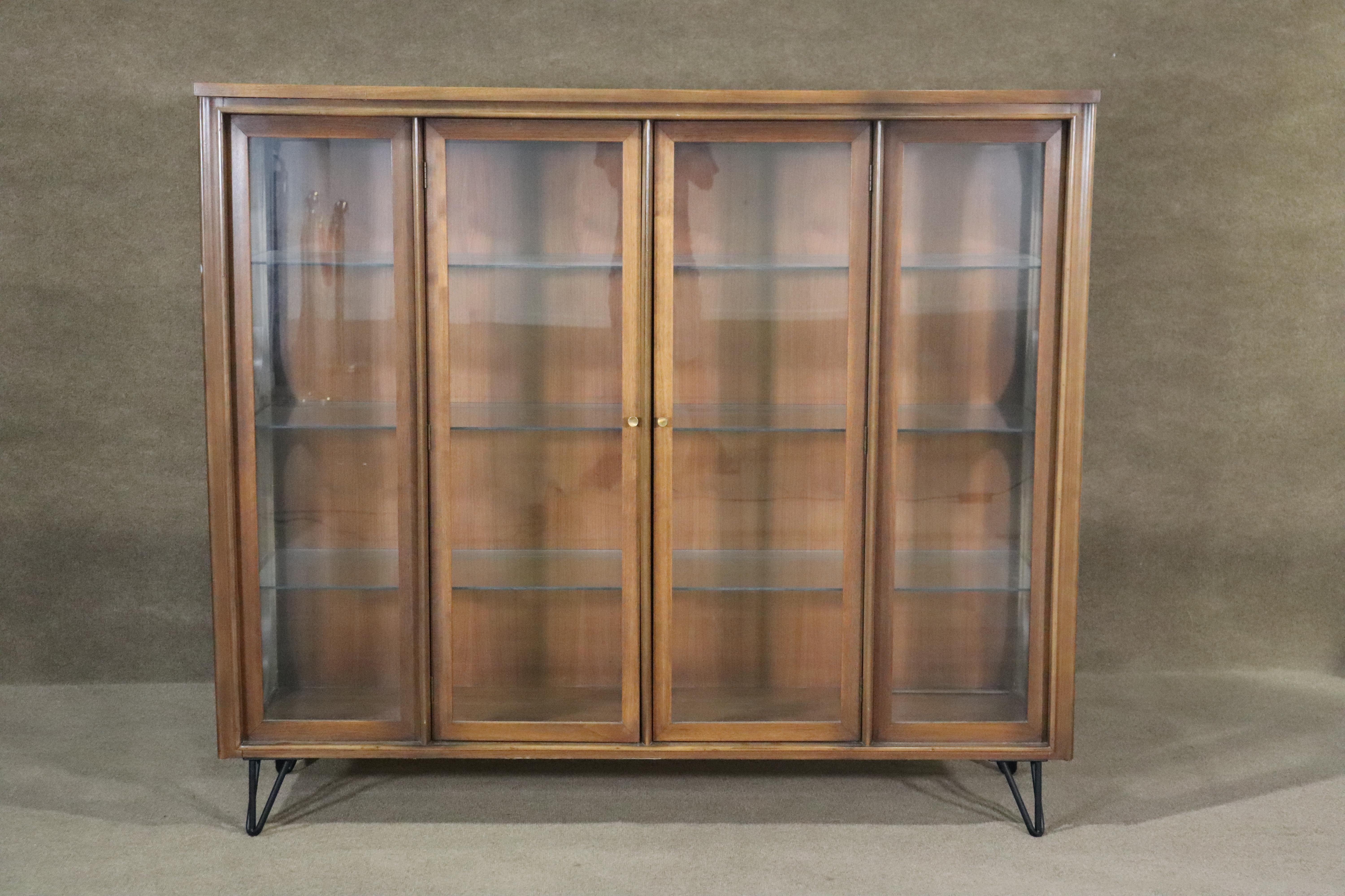 Mid-Century Walnut Bookcase with Glass Shelving 2