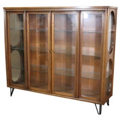 Mid-Century Walnut Bookcase with Glass Shelving