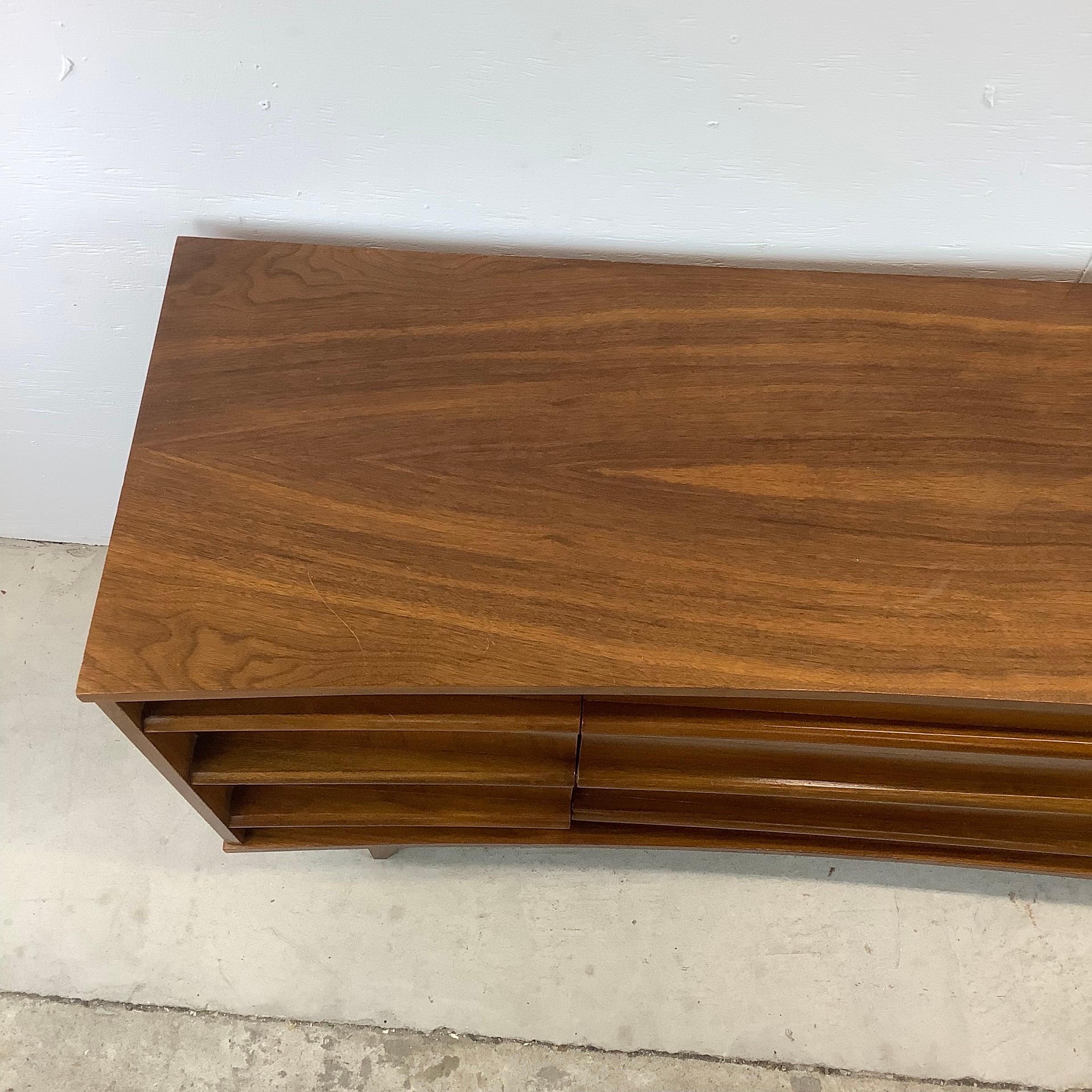 Unknown Mid-Century Walnut Bow Front Credenza by Young Mfg