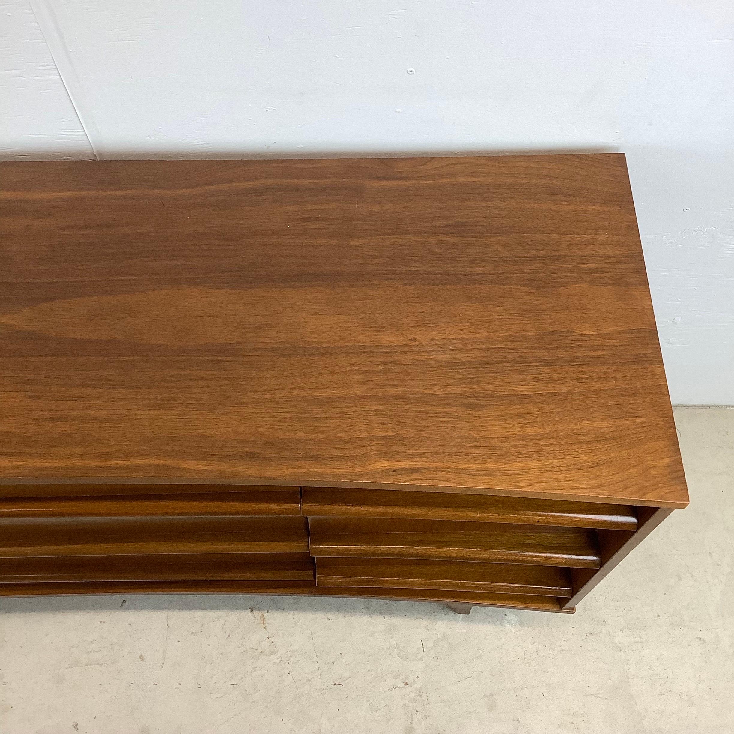 Other Mid-Century Walnut Bow Front Credenza by Young Mfg