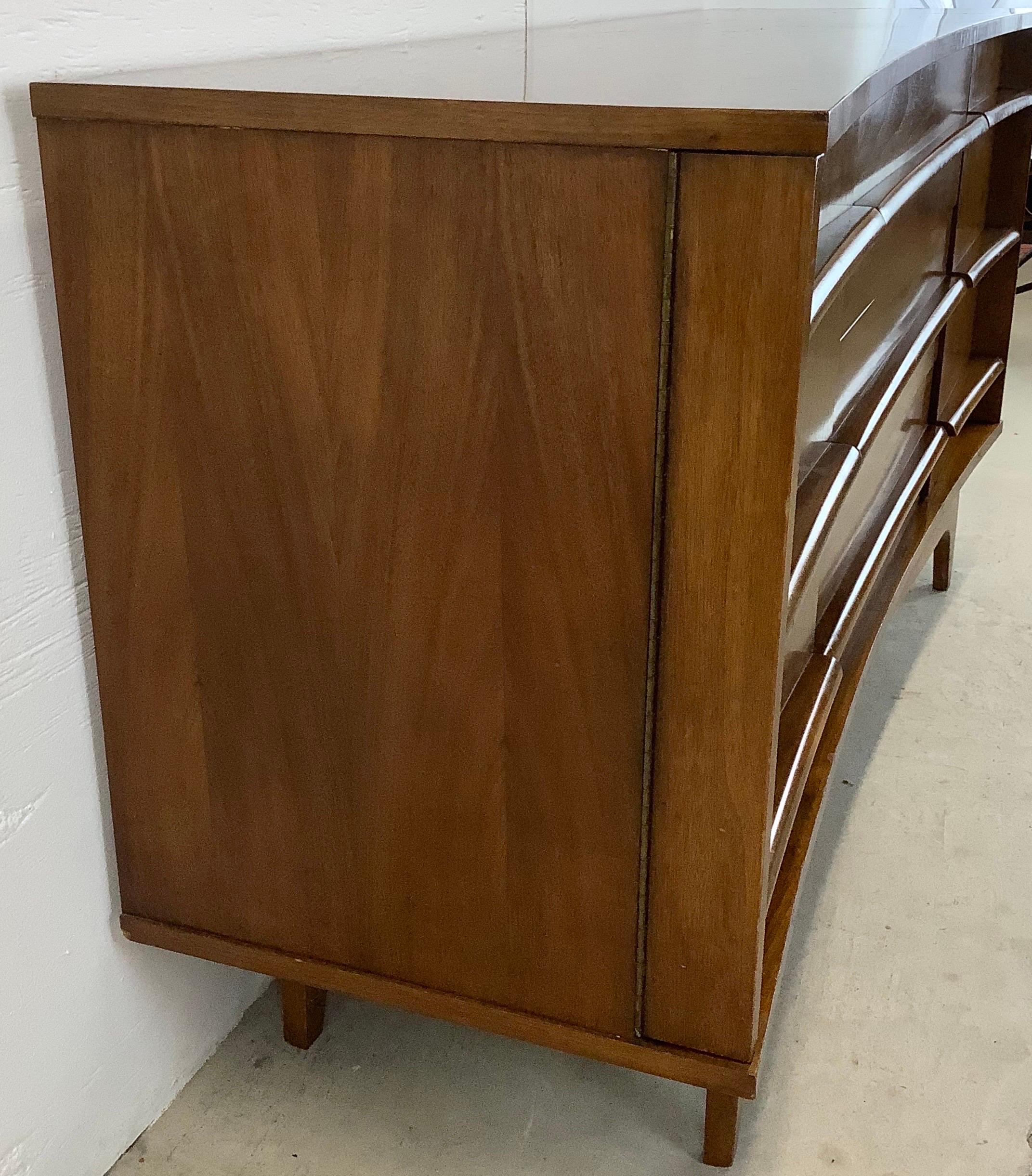 20th Century Mid-Century Walnut Bow Front Credenza by Young Mfg