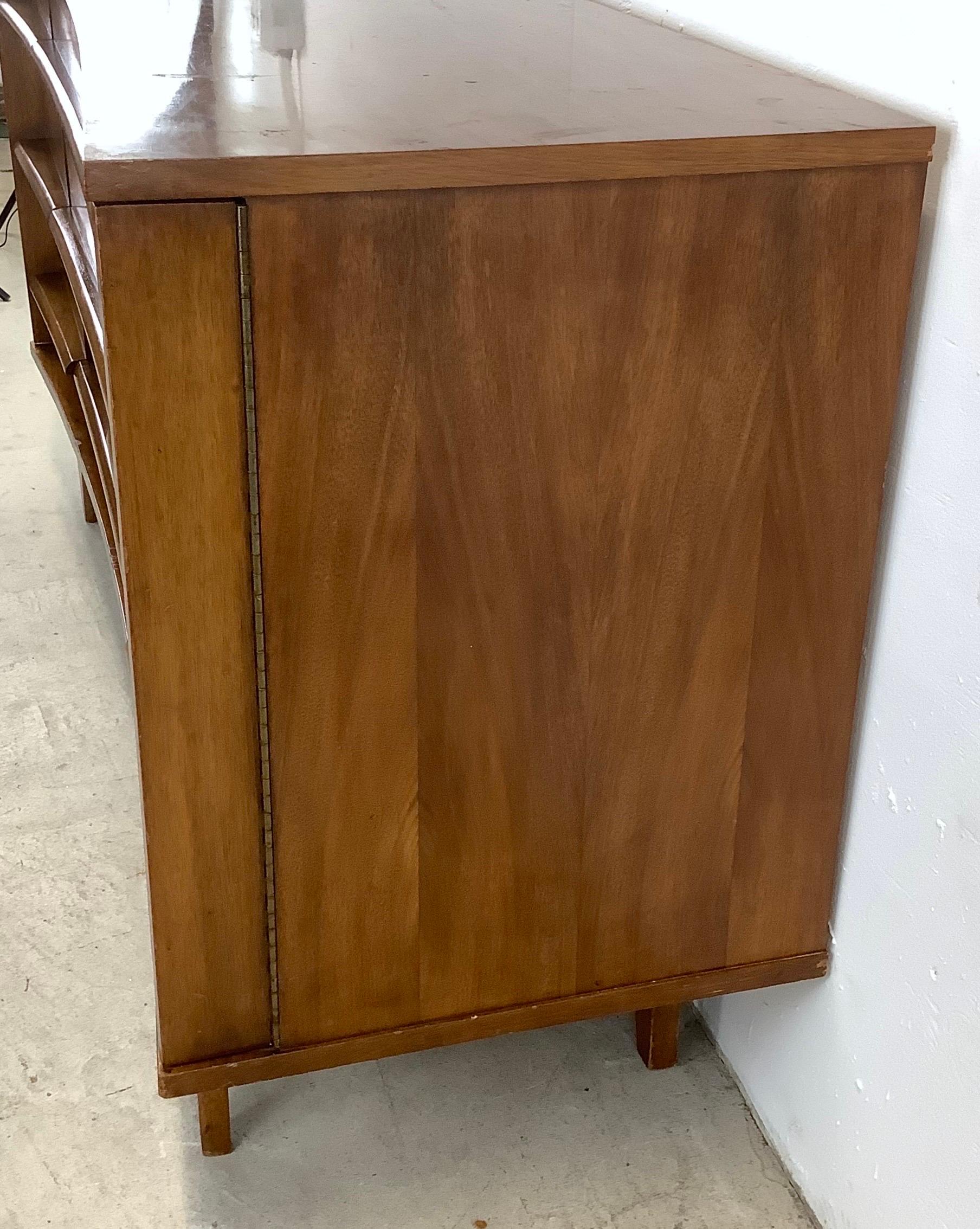 Wood Mid-Century Walnut Bow Front Credenza by Young Mfg