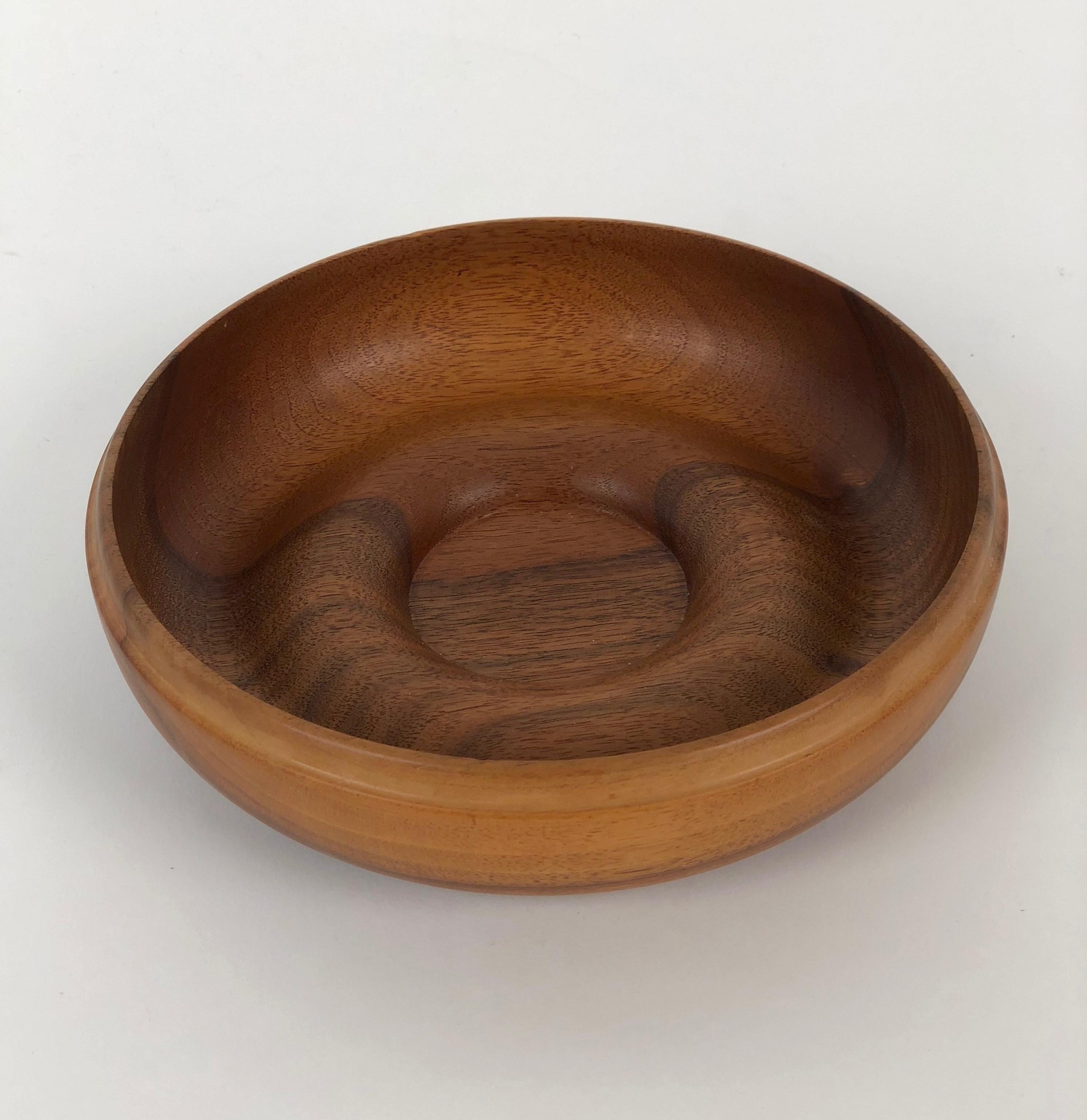 Turned Mid-Century Walnut Bowl from Scandinavia 1960's For Sale